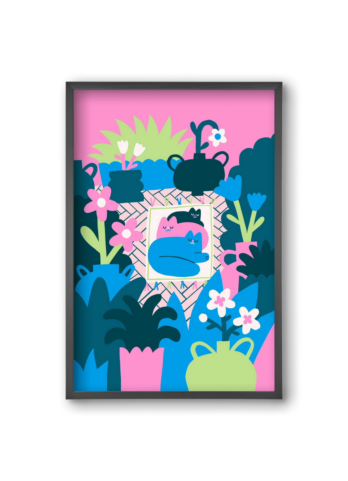 Cats , 20x30 cm (20x30 cm), Fekete keret