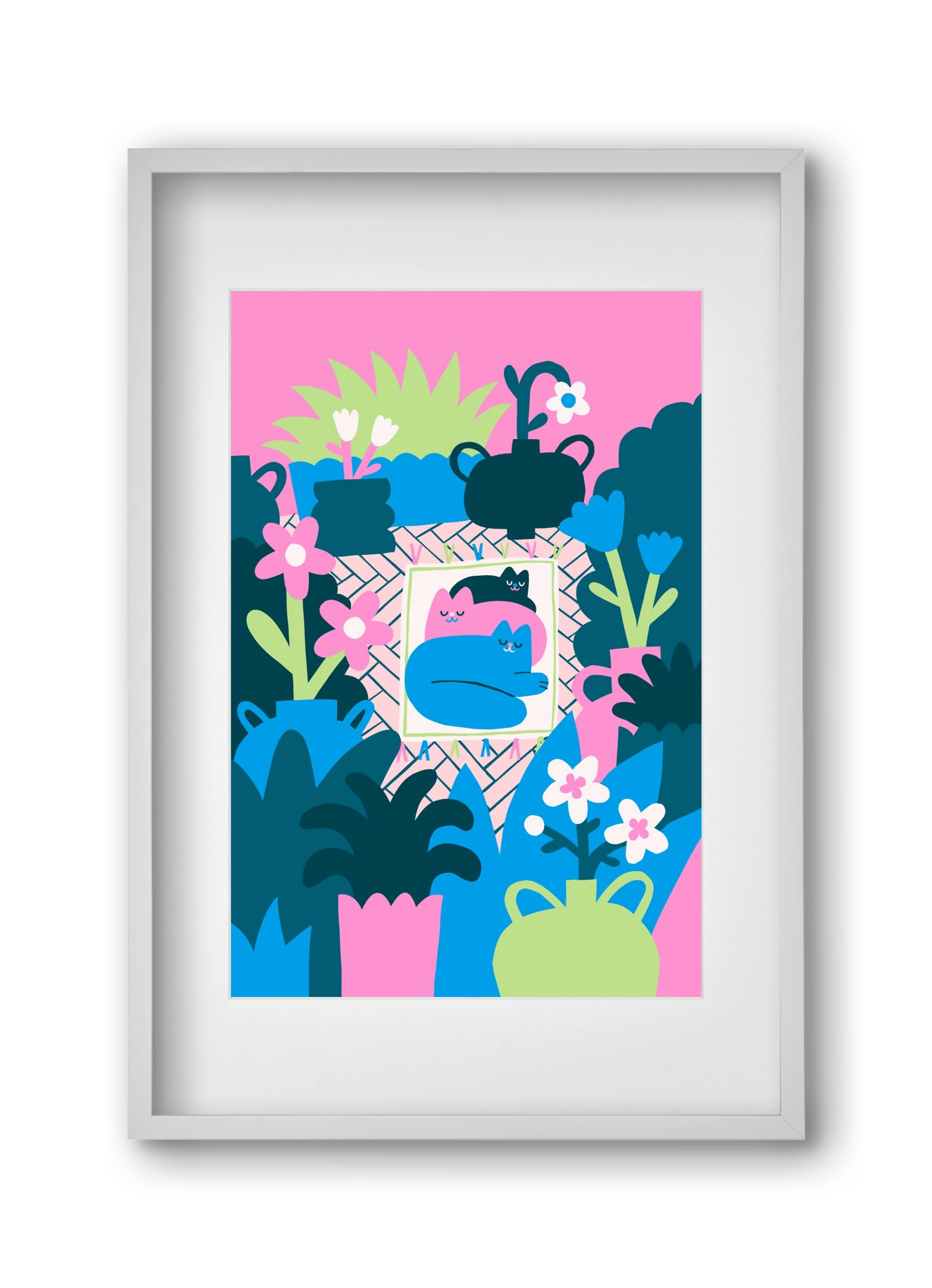 Cats , 30x45 cm (20x30 cm), Fehér keret, paszpartuval