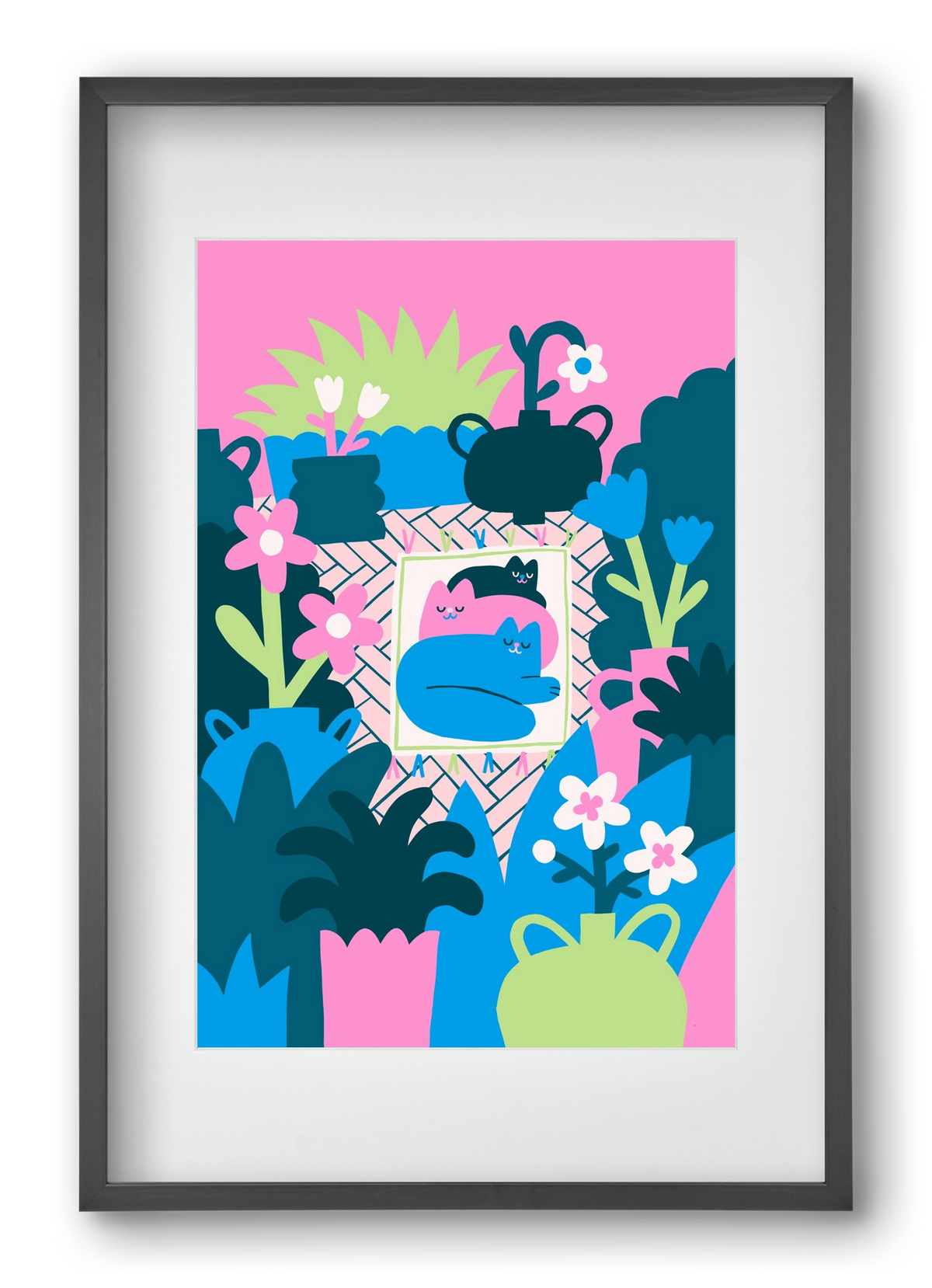 Cats , 40x60 cm (30x45 cm), Fekete keret, paszpartuval