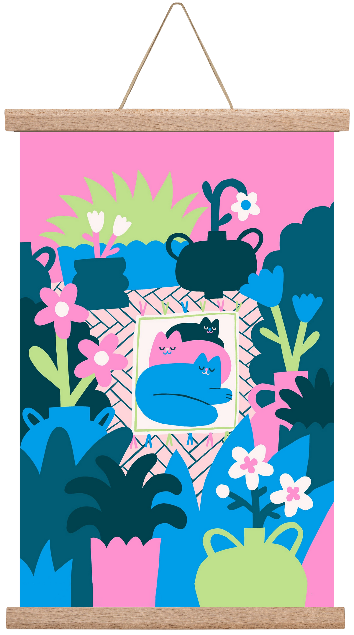 Cats , 30x45 cm (30x45 cm), Tölgy akasztó