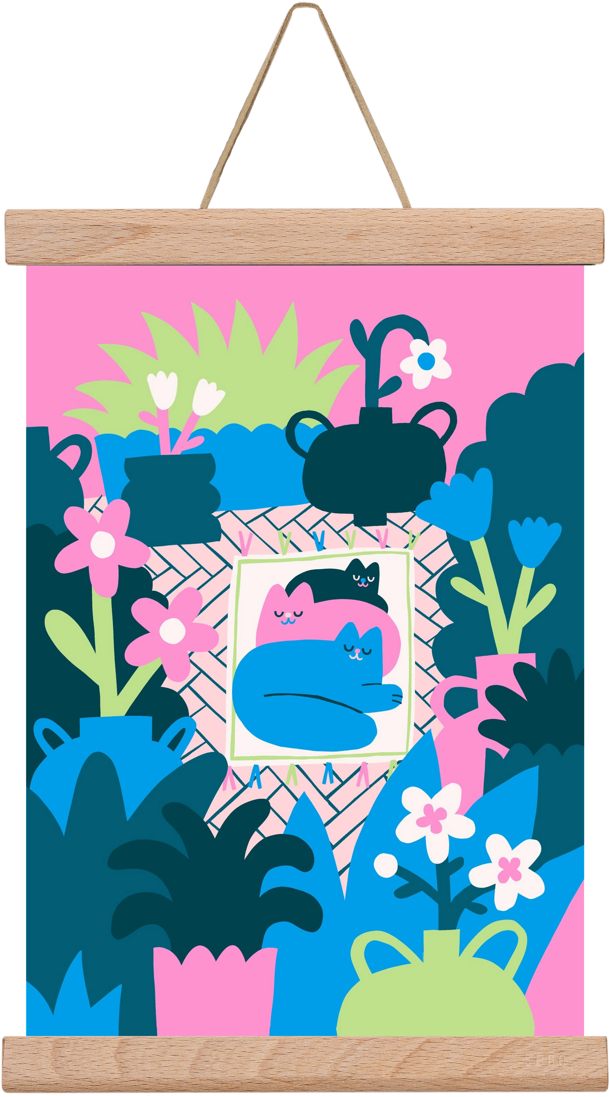 Cats , 20x30 cm (20x30 cm), Tölgy akasztó