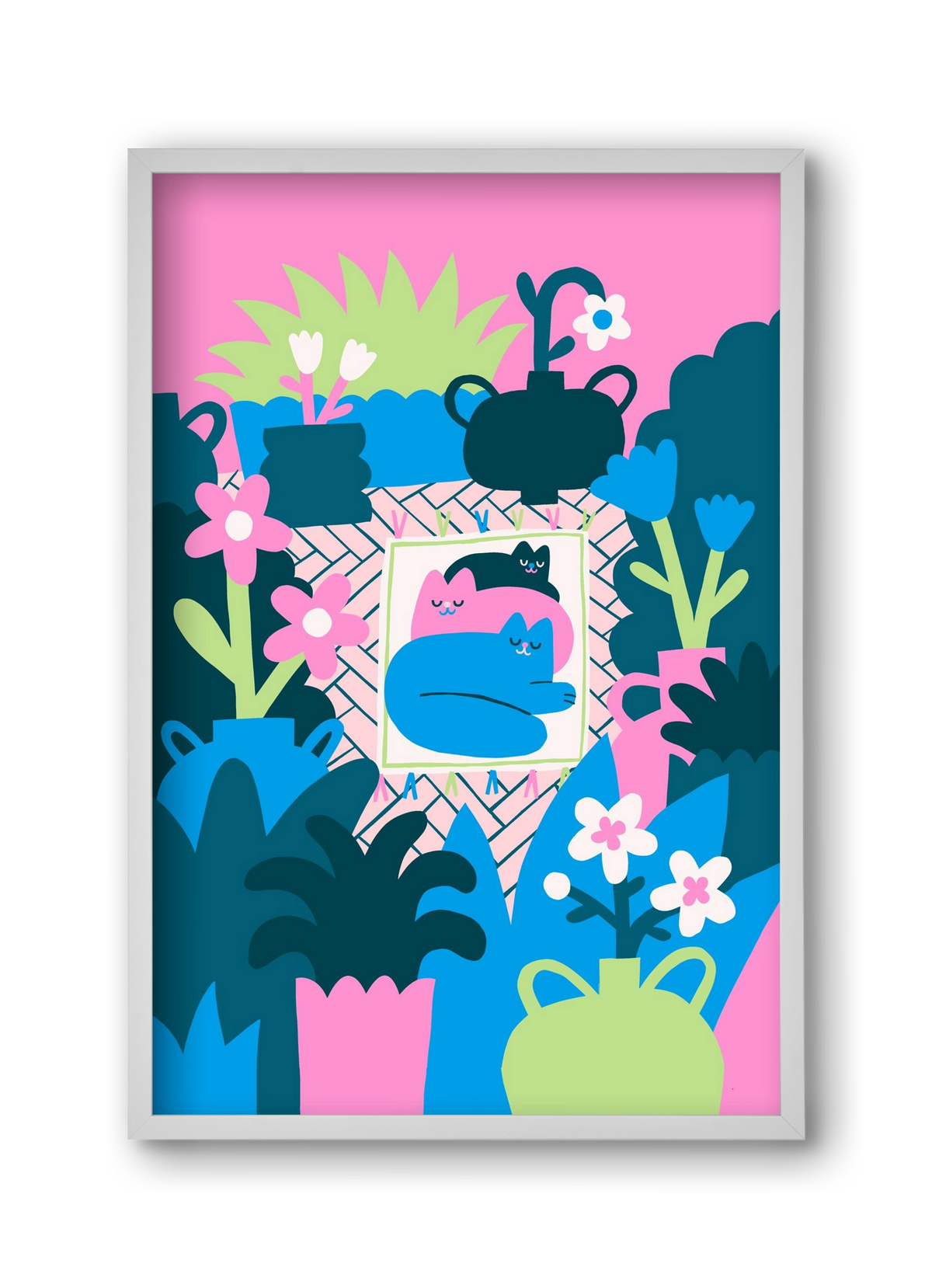 Cats , 30x45 cm (30x45 cm), Fehér keret