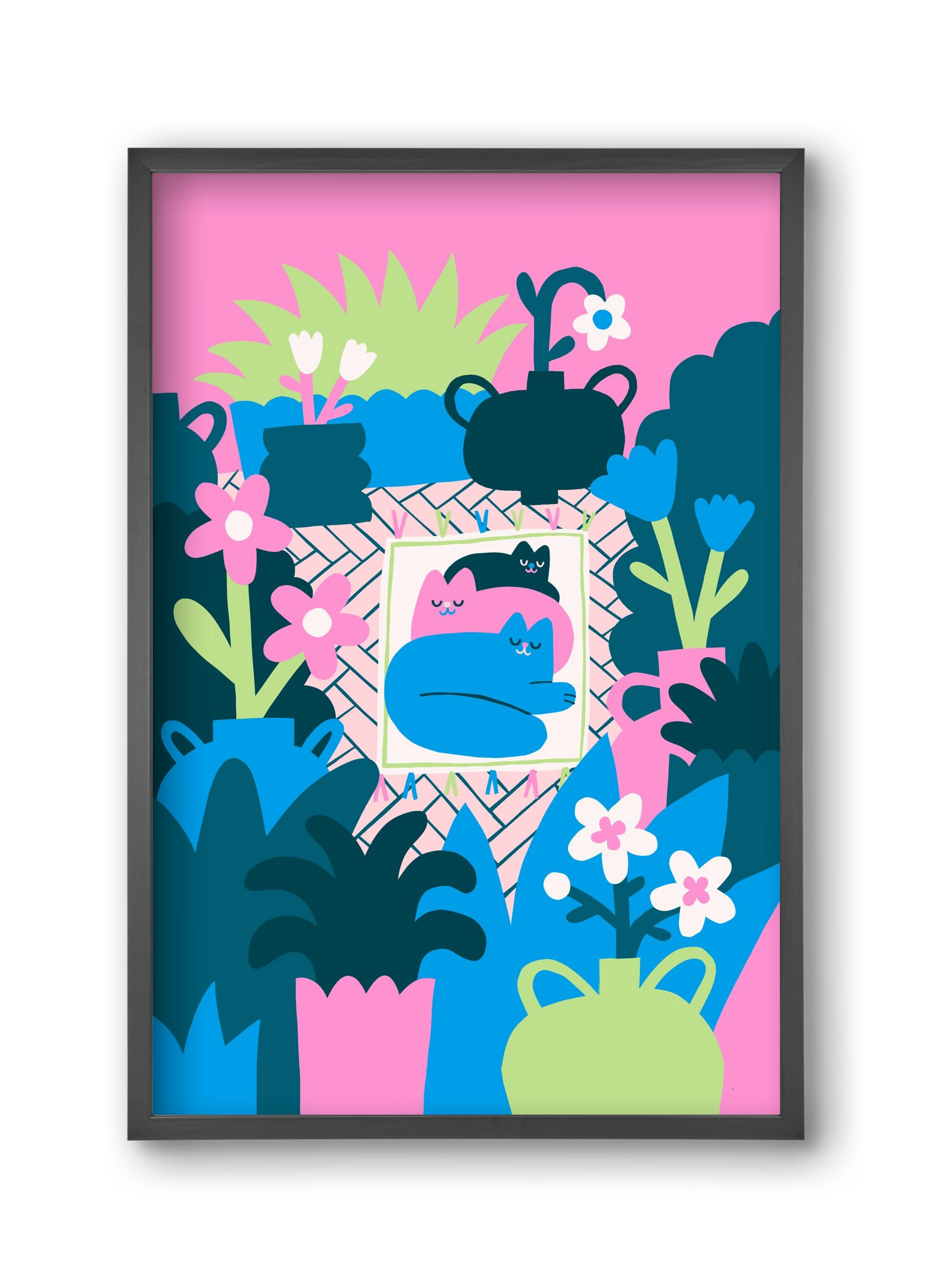 Cats , 30x45 cm (30x45 cm), Fekete keret