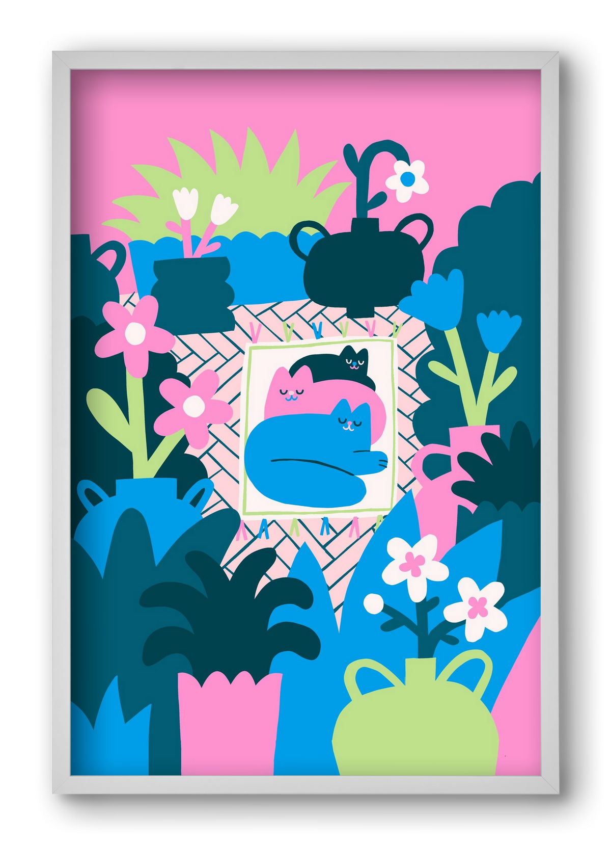 Cats , 40x60 cm (40x60 cm), Fehér keret