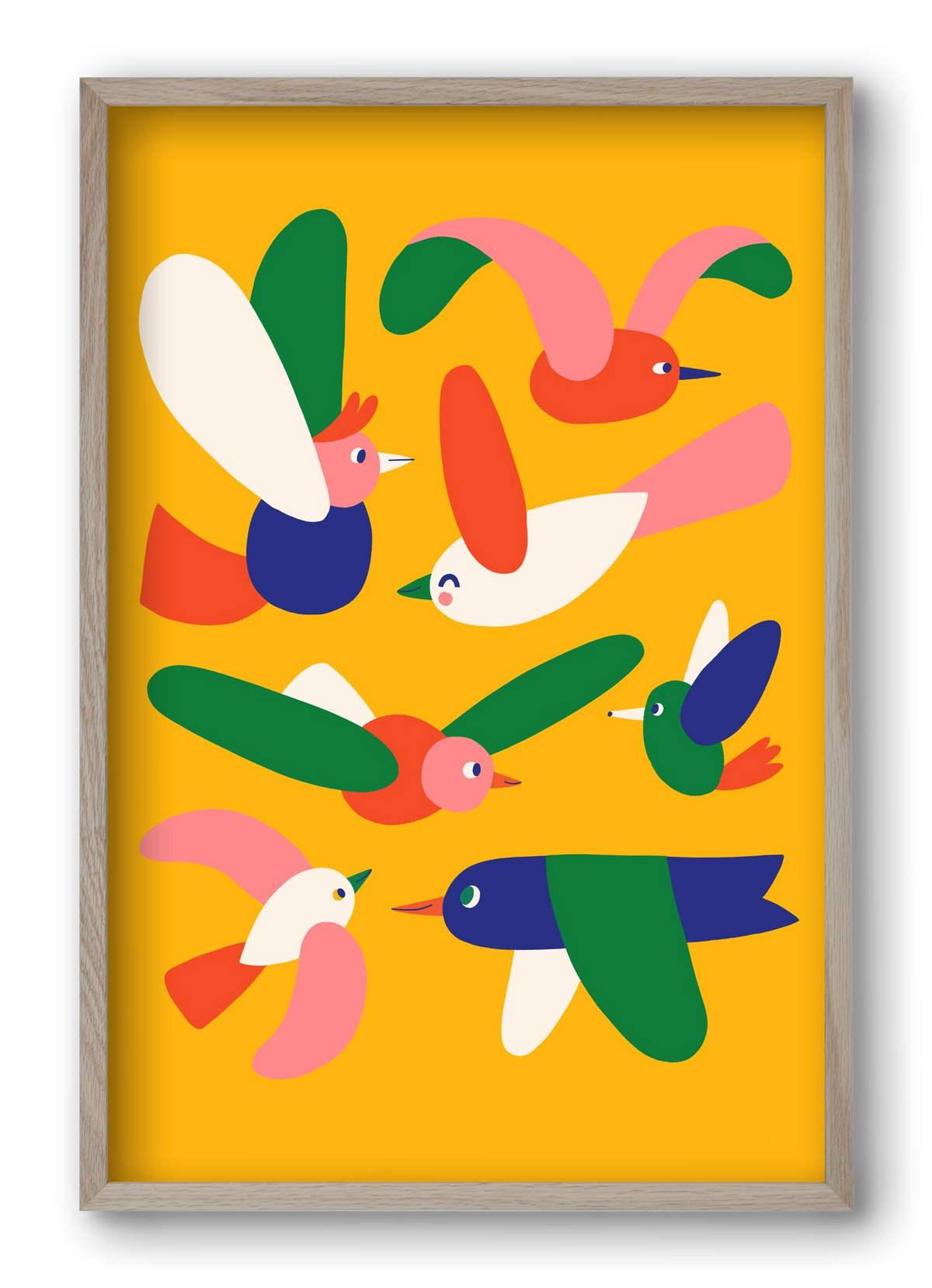 Birds, 40x60 cm (40x60 cm), Tölgy keret