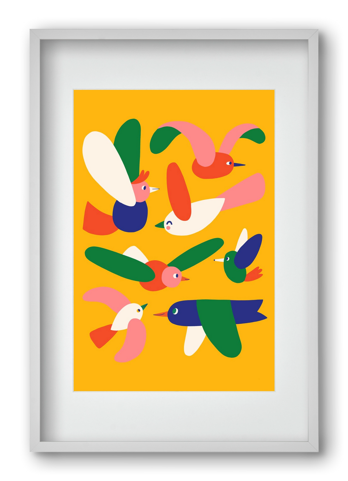 Birds, 40x60 cm (30x45 cm), Fehér keret, paszpartuval