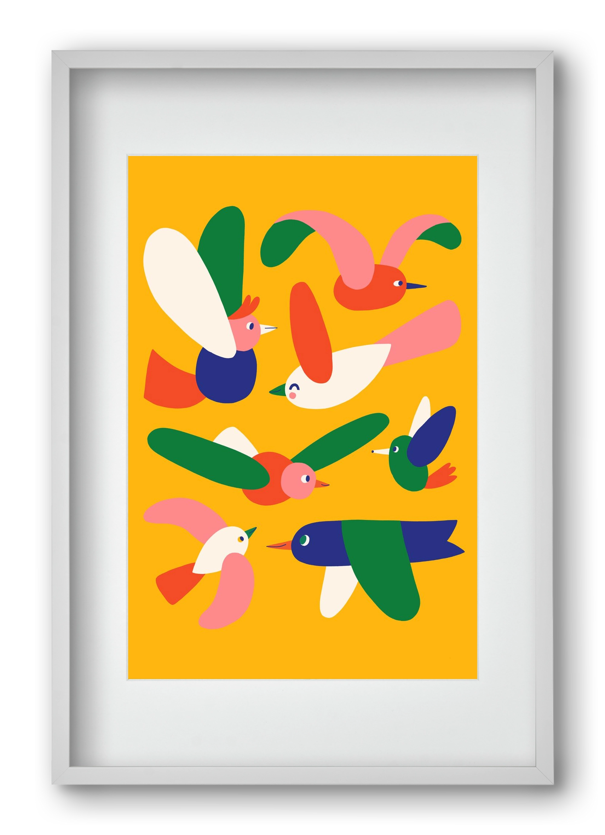 Birds, 40x60 cm (30x45 cm), Fehér keret, paszpartuval