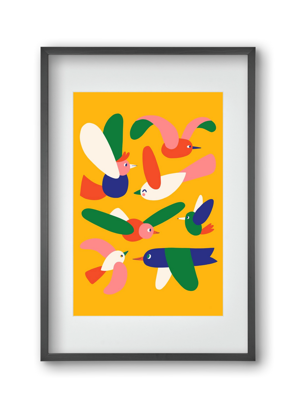 Birds, 30x45 cm (20x30 cm), Fekete keret, paszpartuval