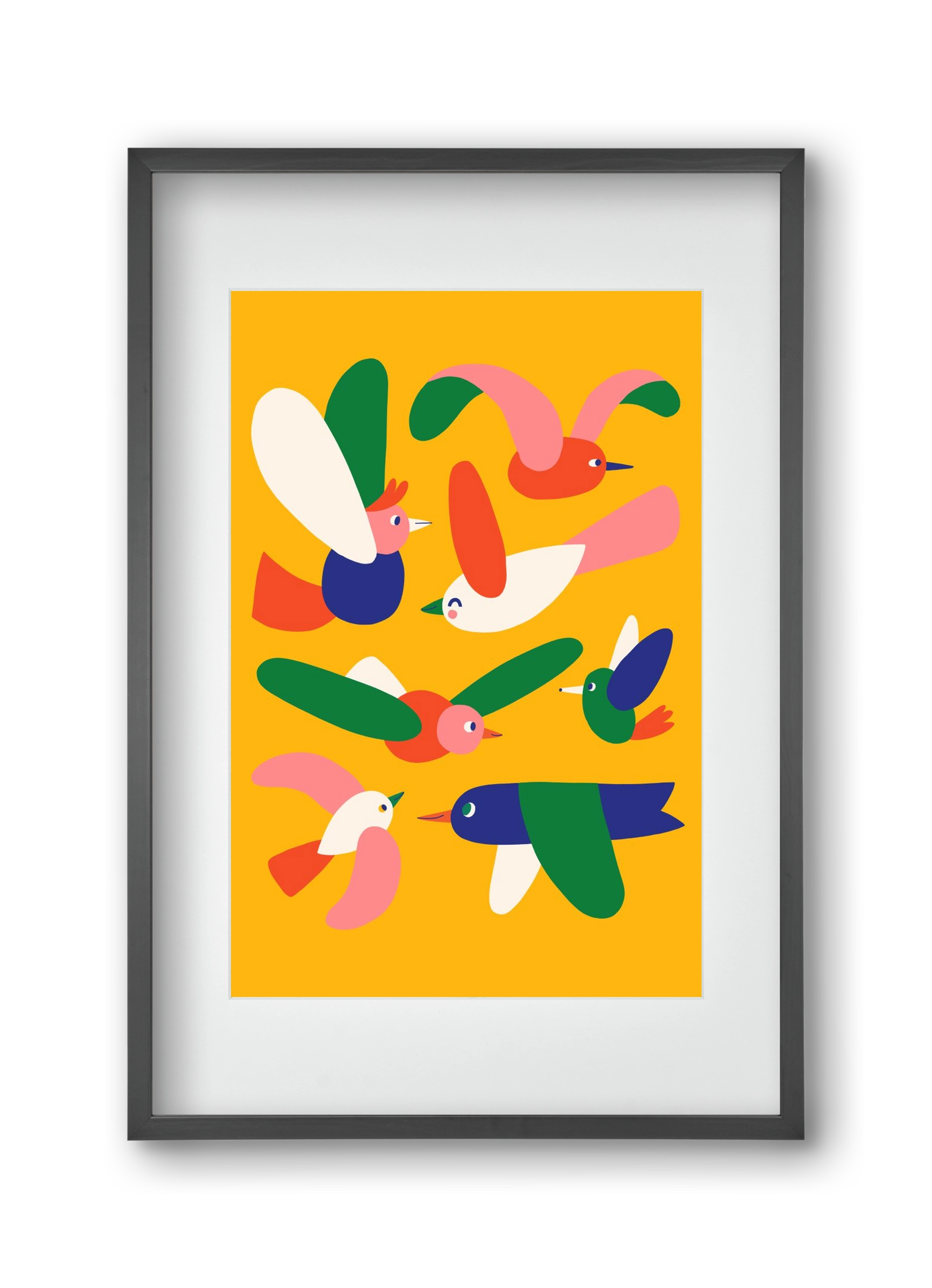 Birds, 30x45 cm (20x30 cm), Fekete keret, paszpartuval