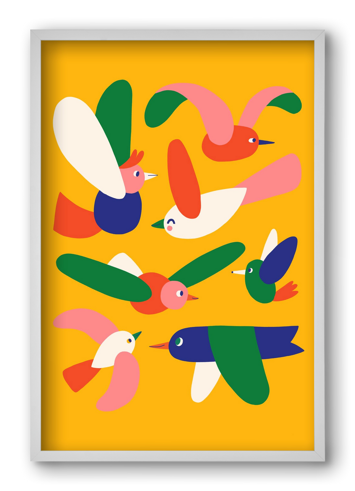 Birds, 40x60 cm (40x60 cm), Fehér keret