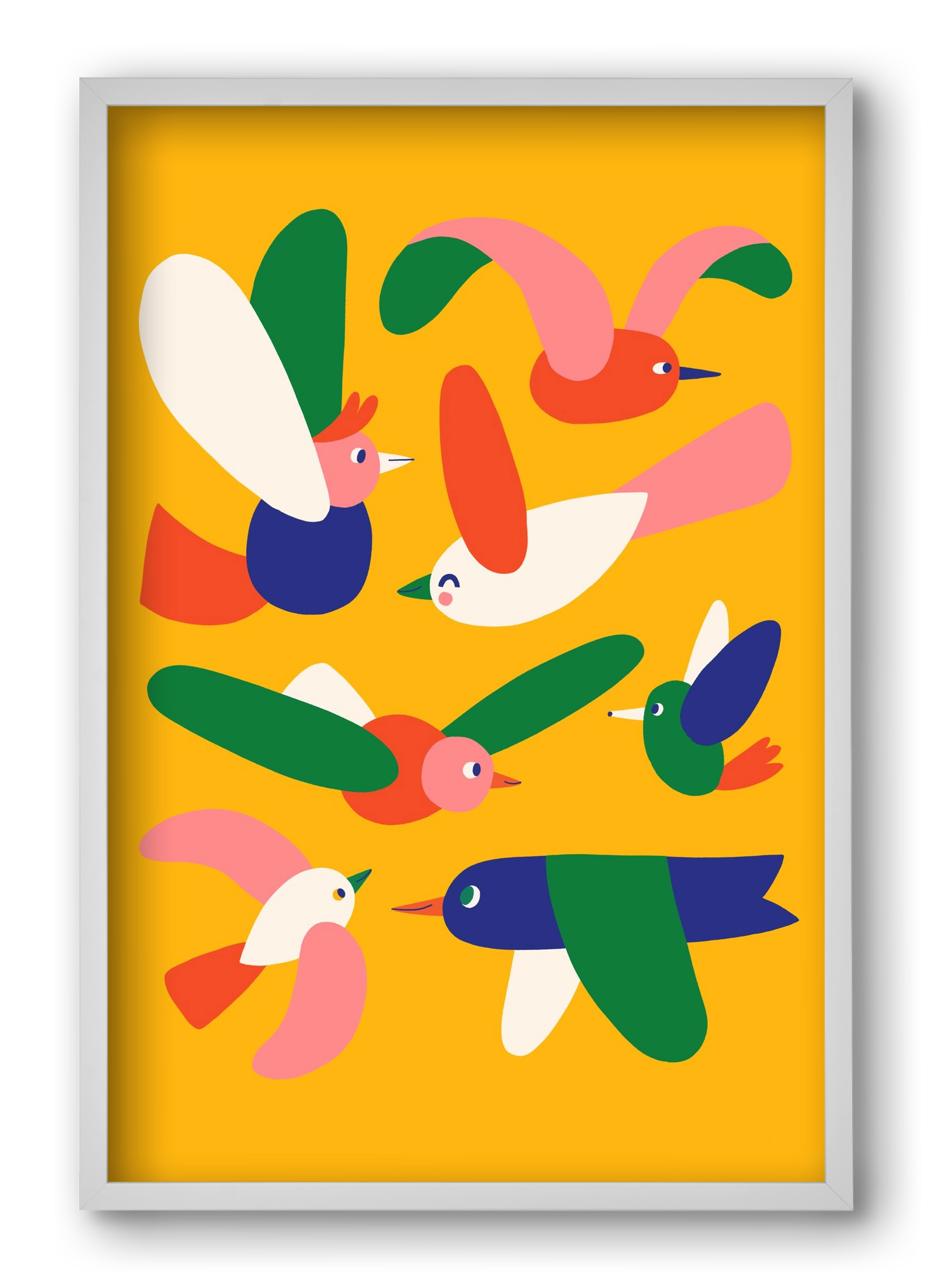 Birds, 40x60 cm (40x60 cm), Fehér keret