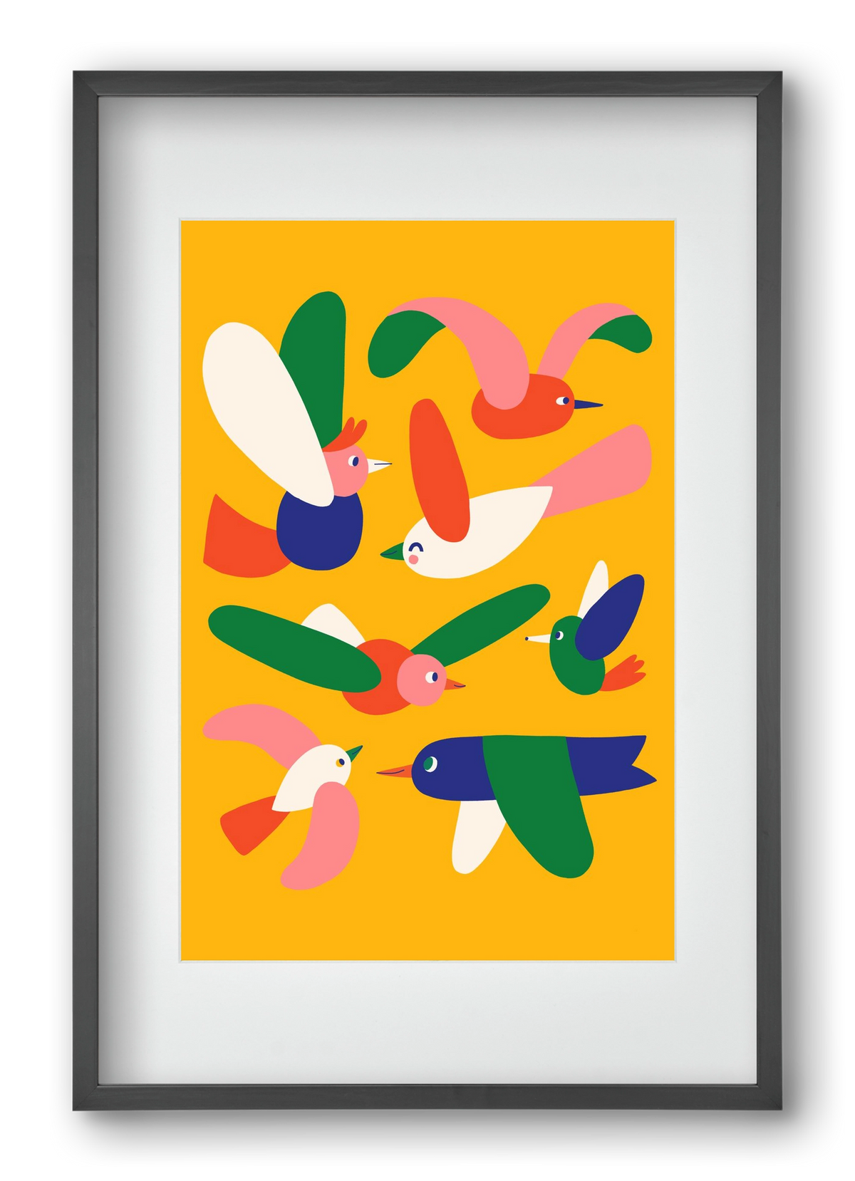 Birds, 40x60 cm (30x45 cm), Fekete keret, paszpartuval