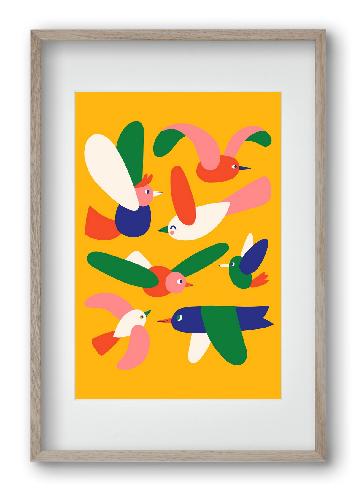 Birds, 40x60 cm (30x45 cm), Tölgy keret, paszpartuval