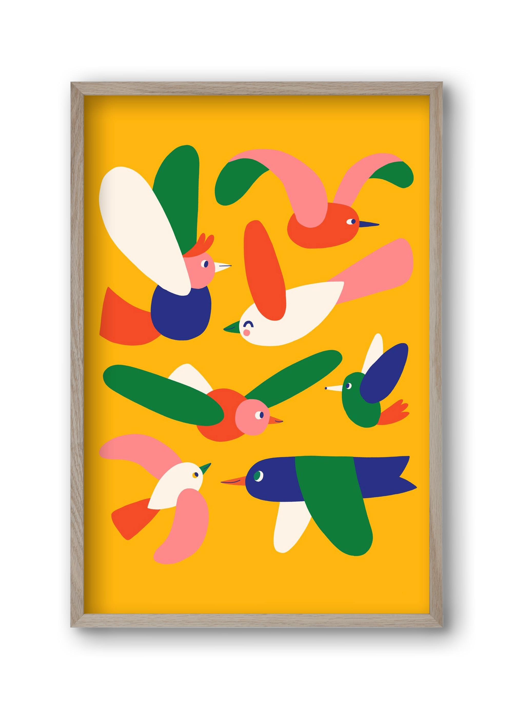 Birds, 30x45 cm (30x45 cm), Tölgy keret