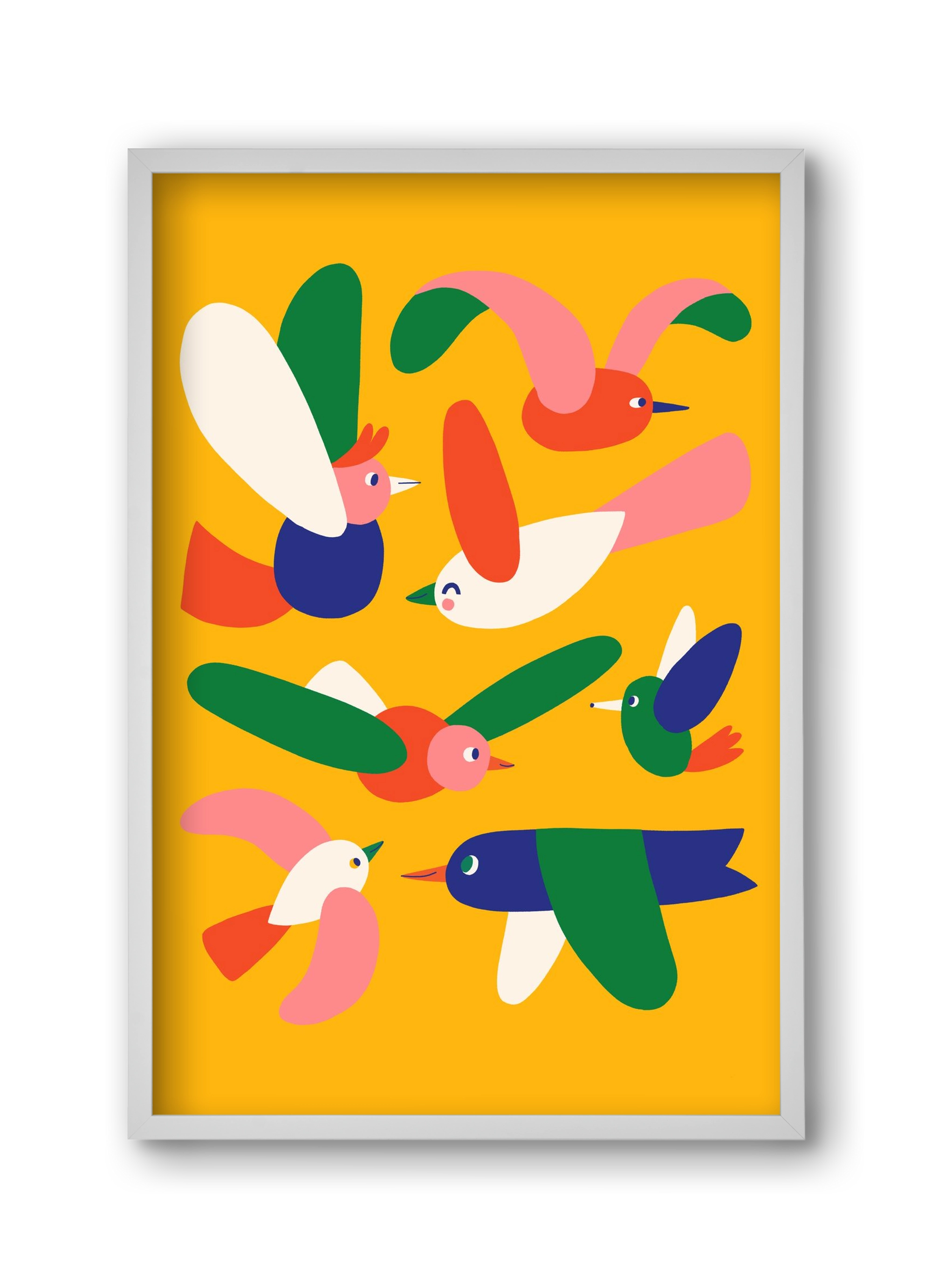 Birds, 30x45 cm (30x45 cm), Fehér keret