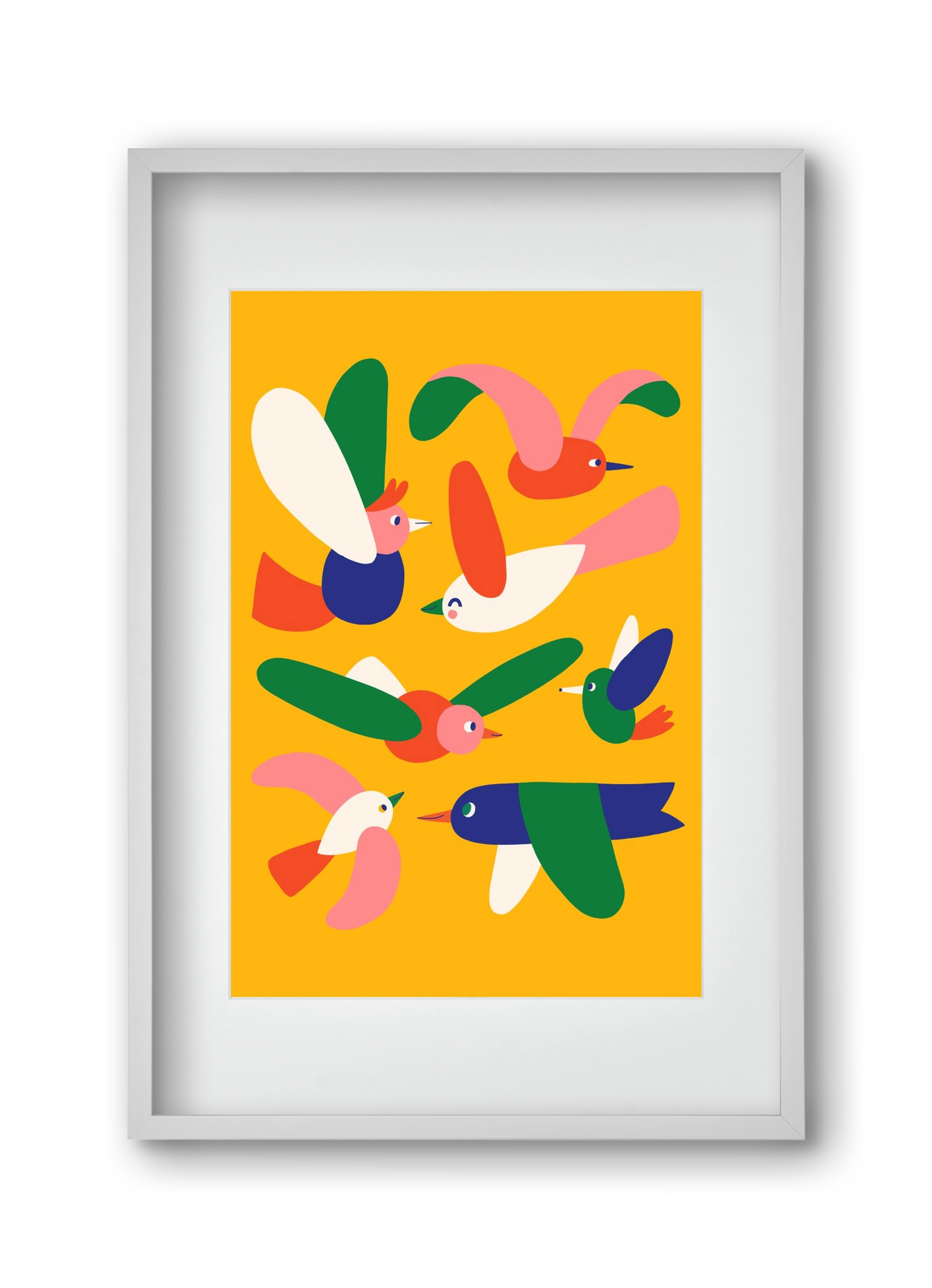 Birds, 30x45 cm (20x30 cm), Fehér keret, paszpartuval