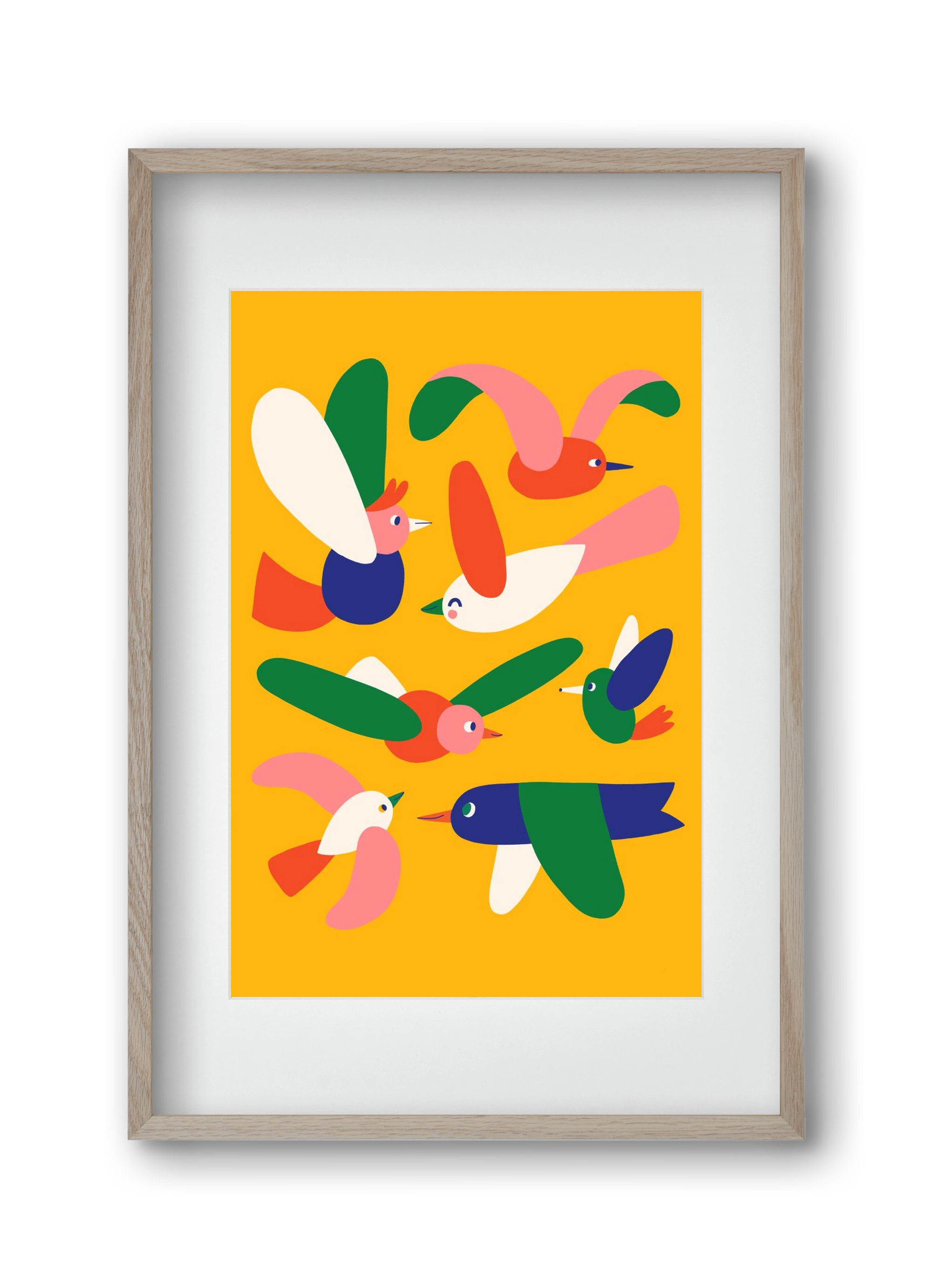 Birds, 30x45 cm (20x30 cm), Tölgy keret, paszpartuval