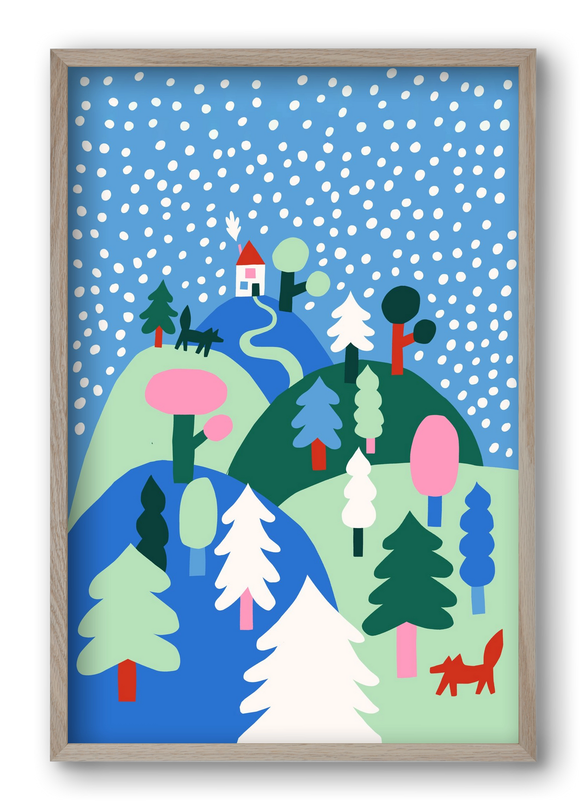 Snowing, 40x60 cm (40x60 cm), Tölgy keret