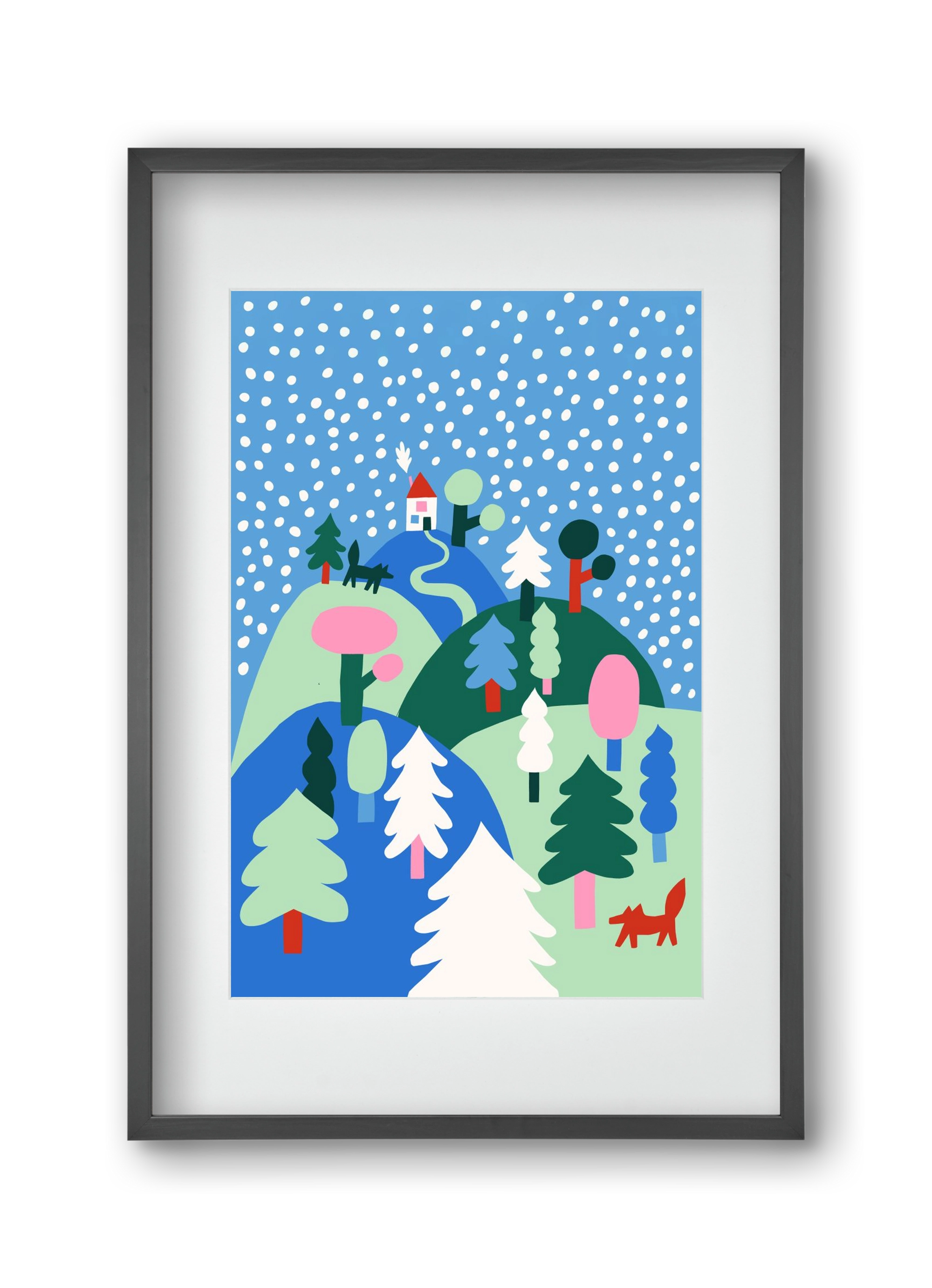 Snowing, 30x45 cm (20x30 cm), Fekete keret, paszpartuval