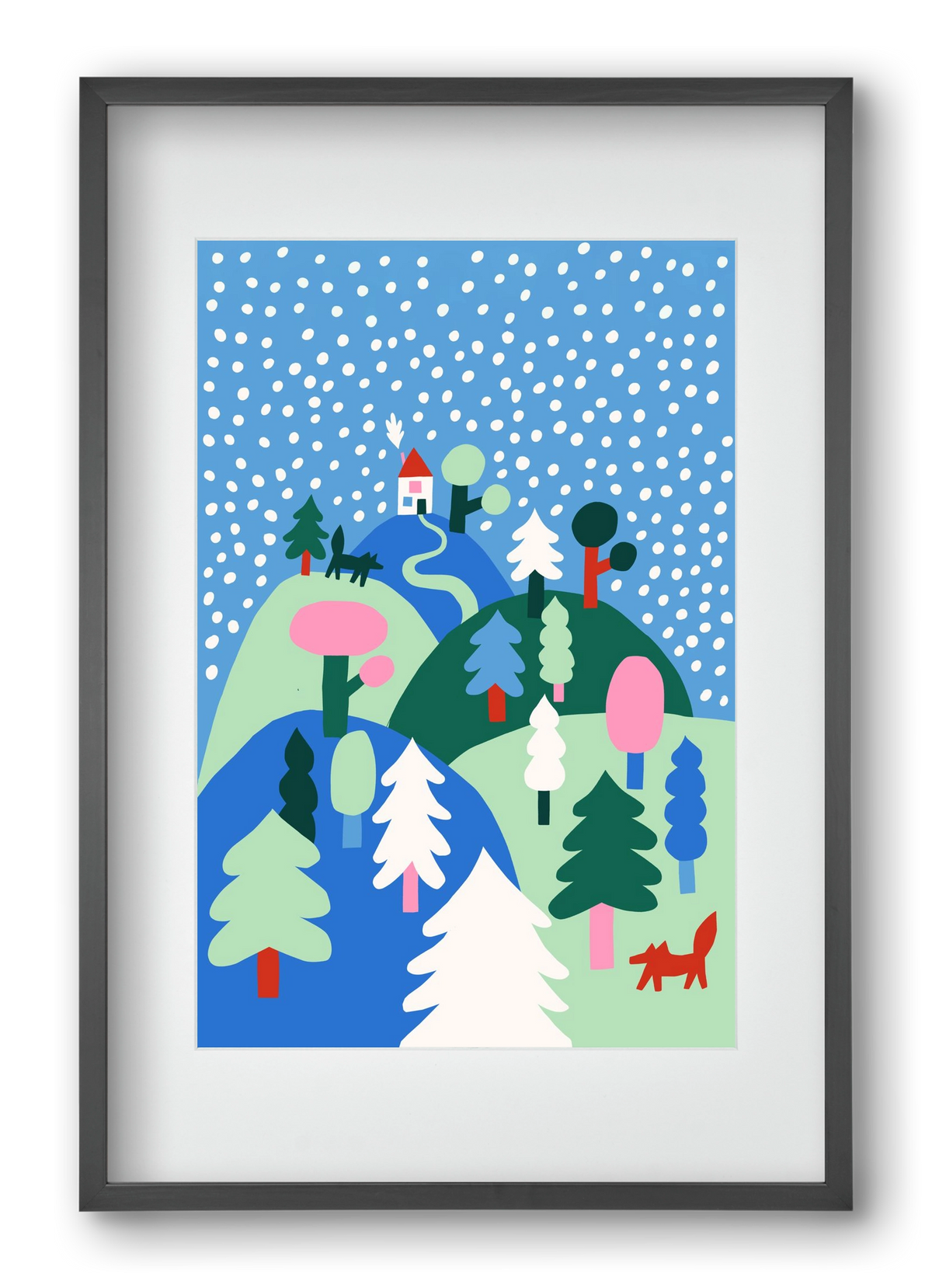 Snowing, 40x60 cm (30x45 cm), Fekete keret, paszpartuval