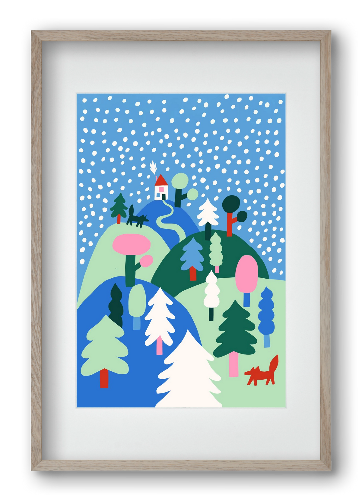 Snowing, 40x60 cm (30x45 cm), Tölgy keret, paszpartuval