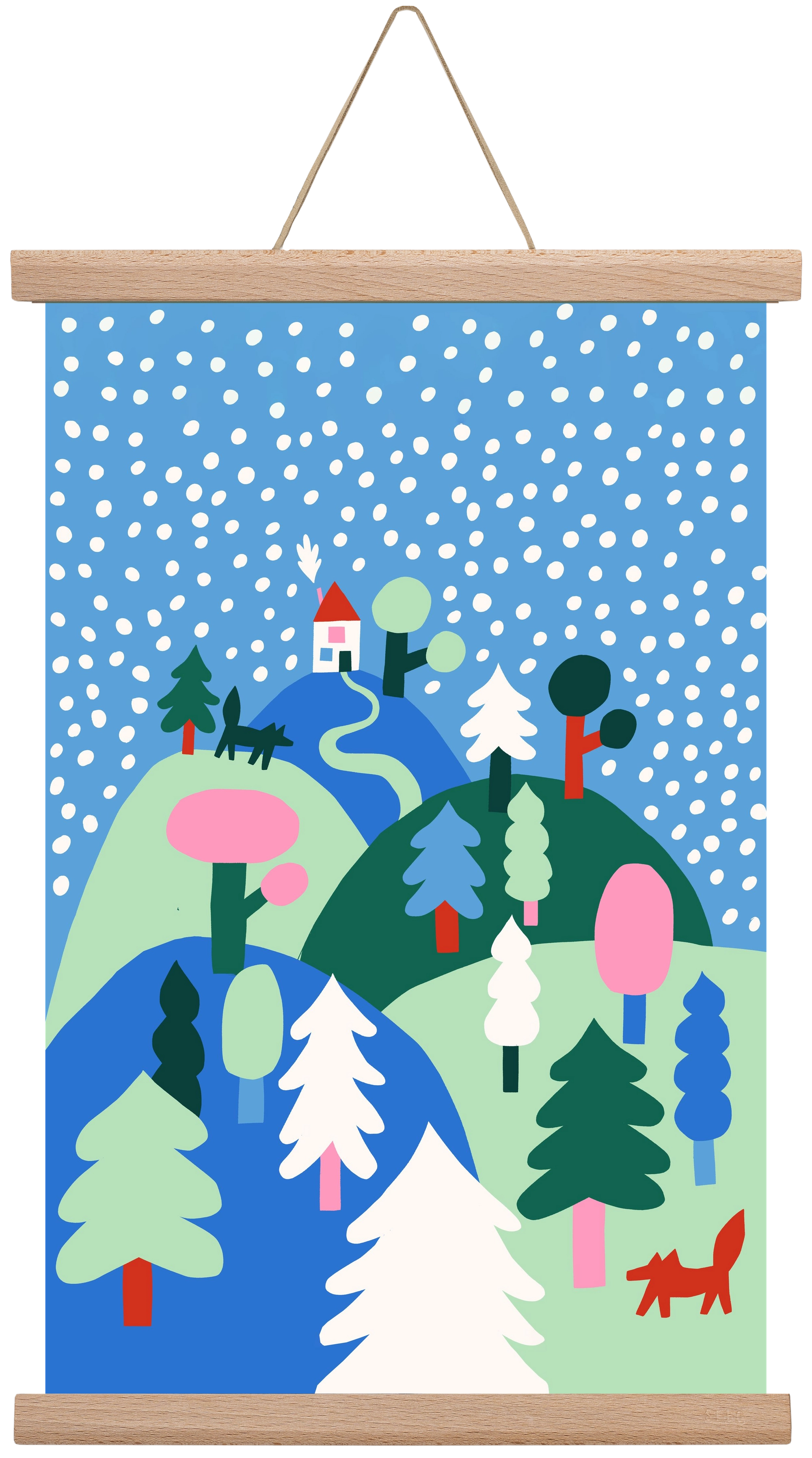 Snowing, 30x45 cm (30x45 cm), Tölgy akasztó