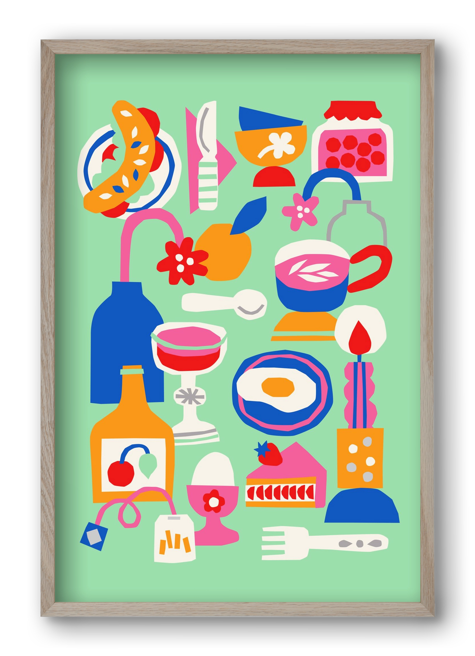 Breakfast, 40x60 cm (40x60 cm), Tölgy keret