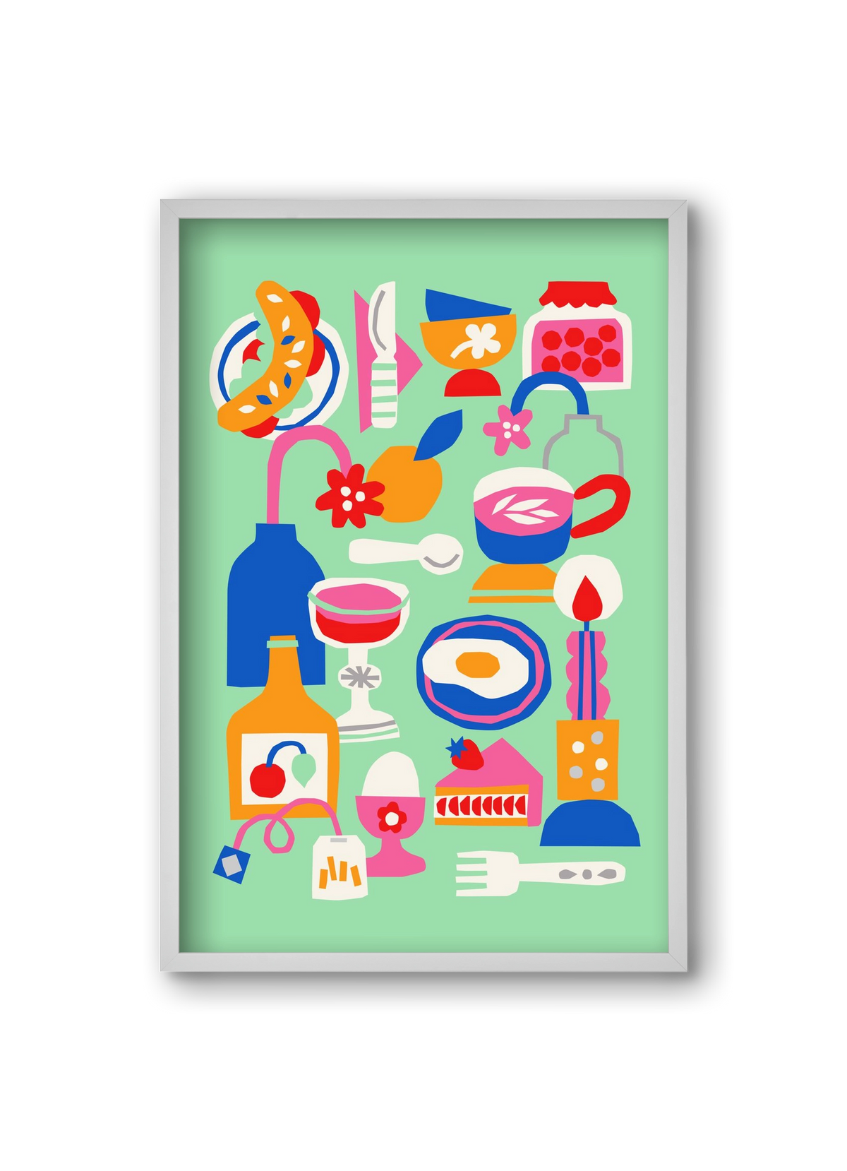 Breakfast, 20x30 cm (20x30 cm), Fehér keret