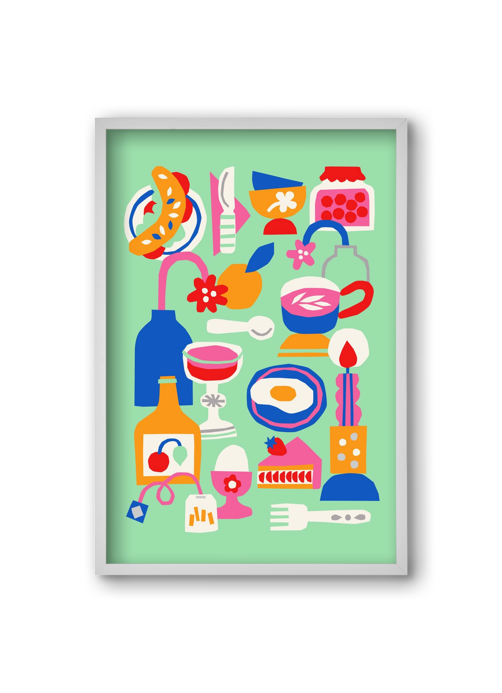 Breakfast, 20x30 cm (20x30 cm), Fehér keret