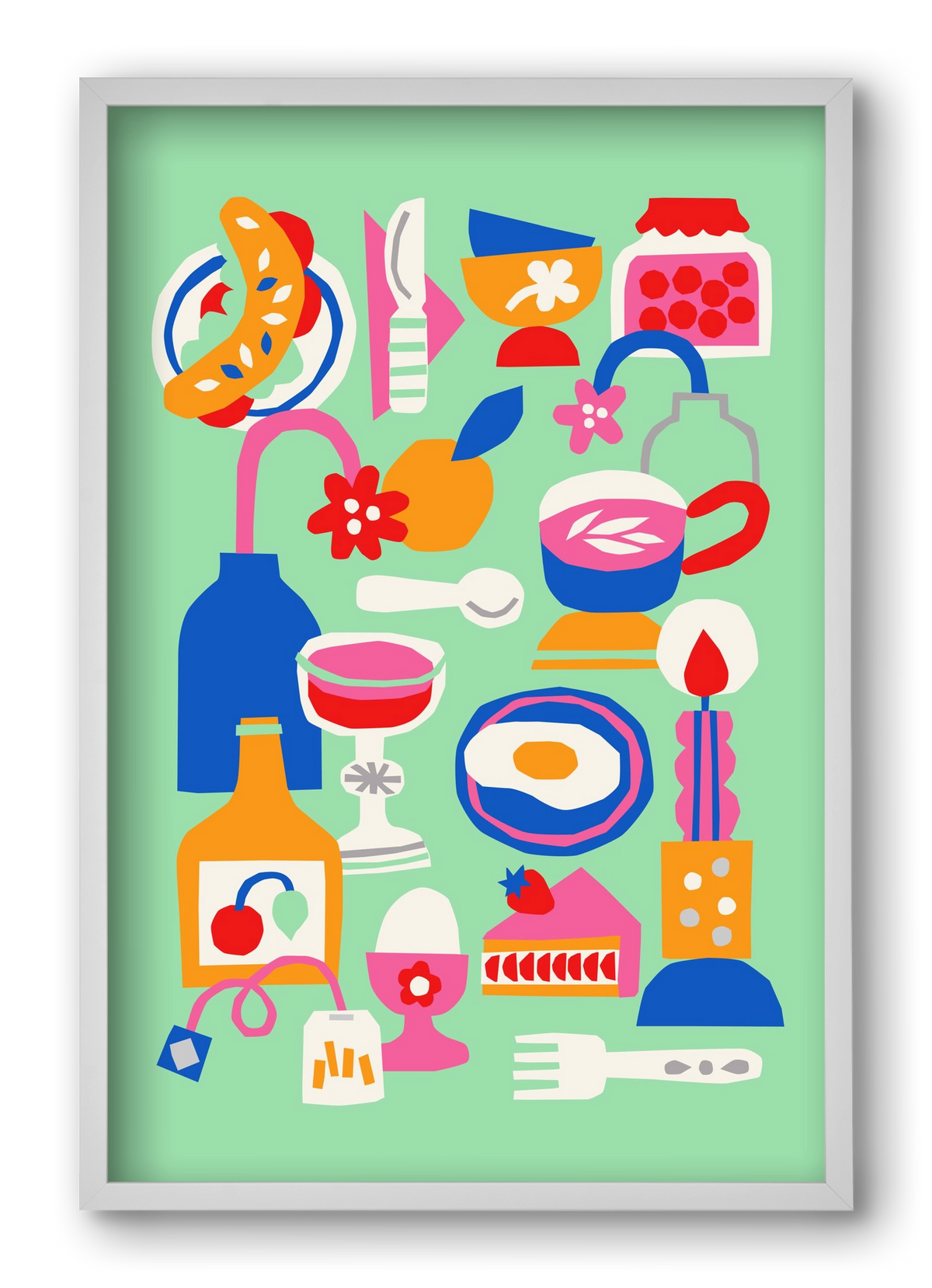 Breakfast, 40x60 cm (40x60 cm), Fehér keret