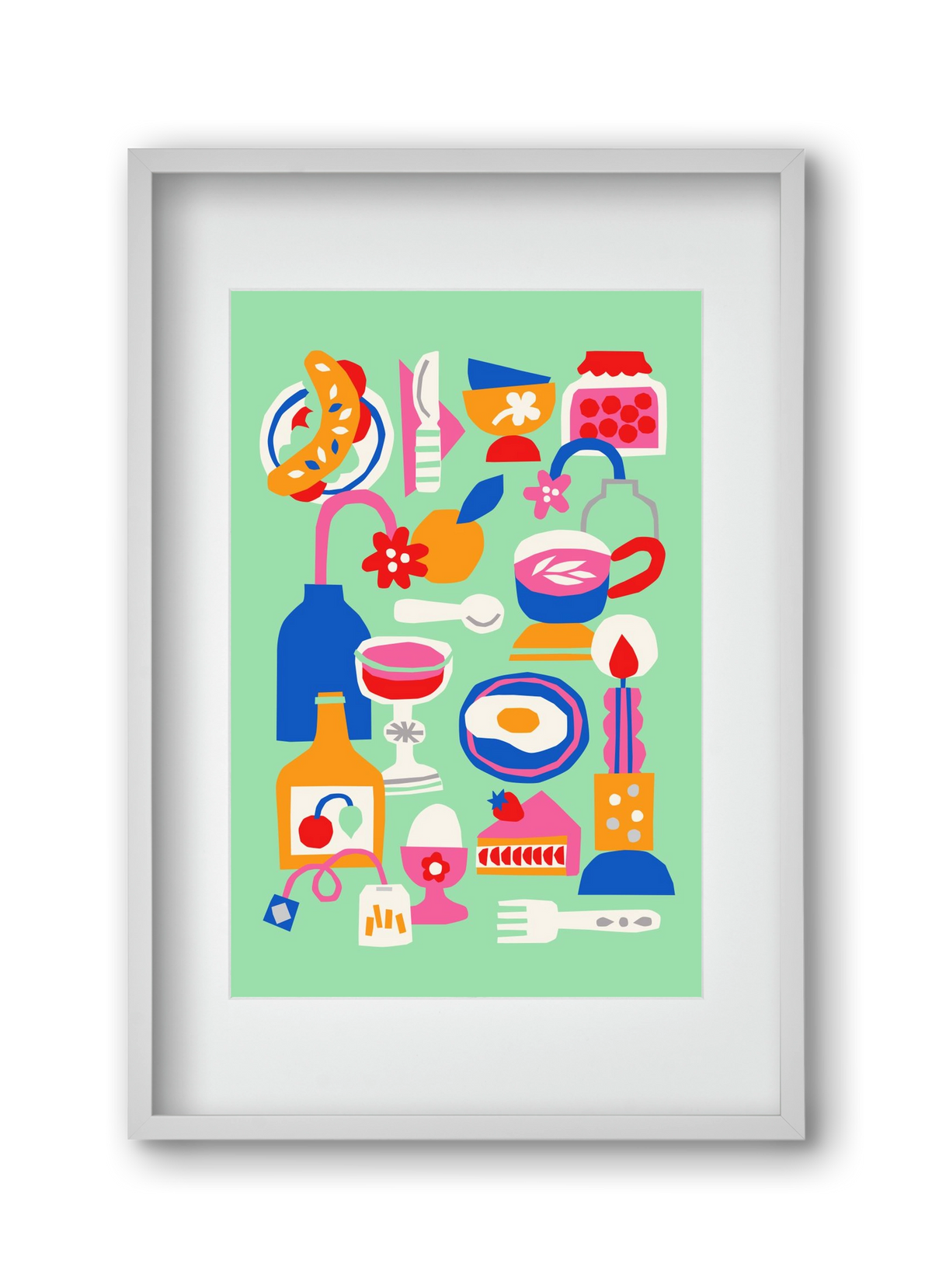 Breakfast, 30x45 cm (20x30 cm), Fehér keret, paszpartuval