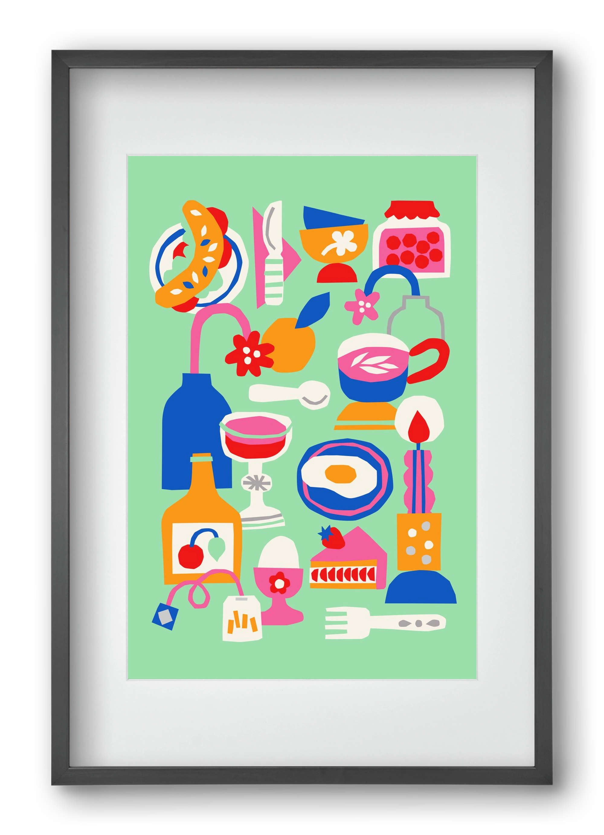 Breakfast, 40x60 cm (30x45 cm), Fekete keret, paszpartuval