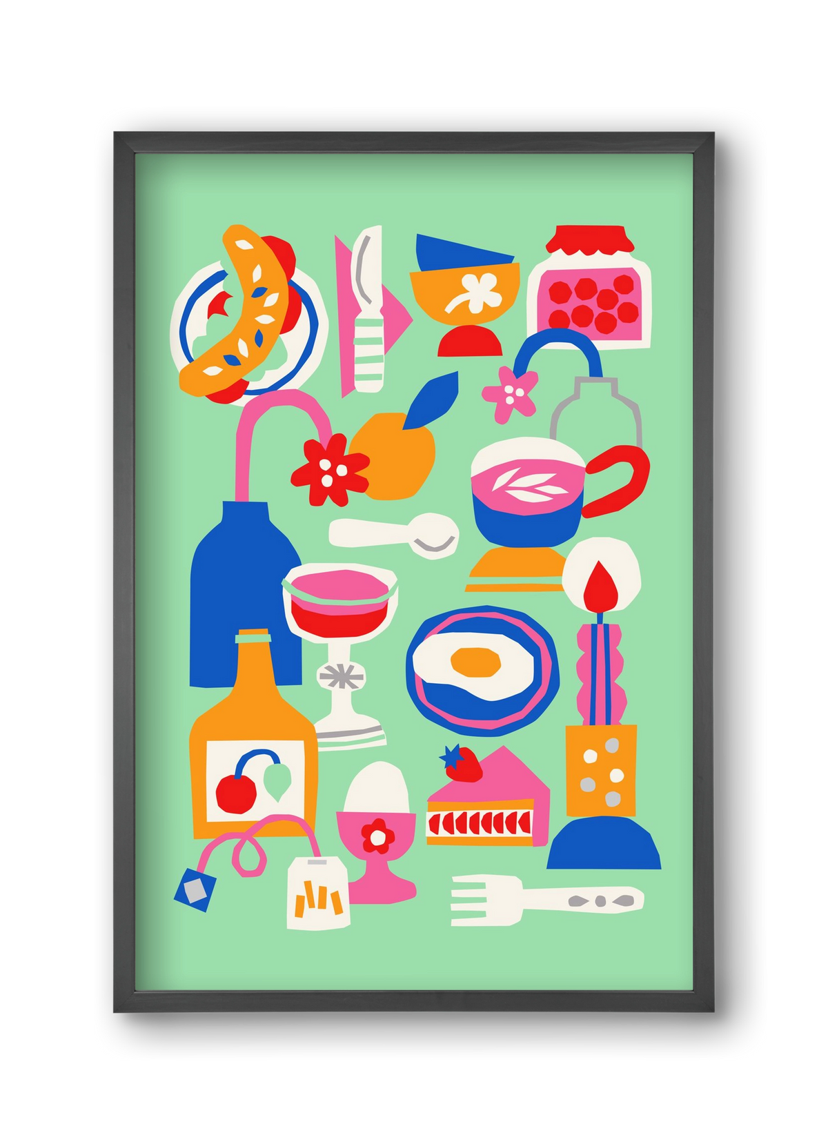 Breakfast, 30x45 cm (30x45 cm), Fekete keret