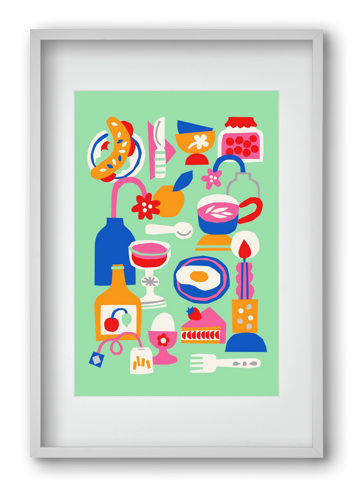 Breakfast, 40x60 cm (30x45 cm), Fehér keret, paszpartuval