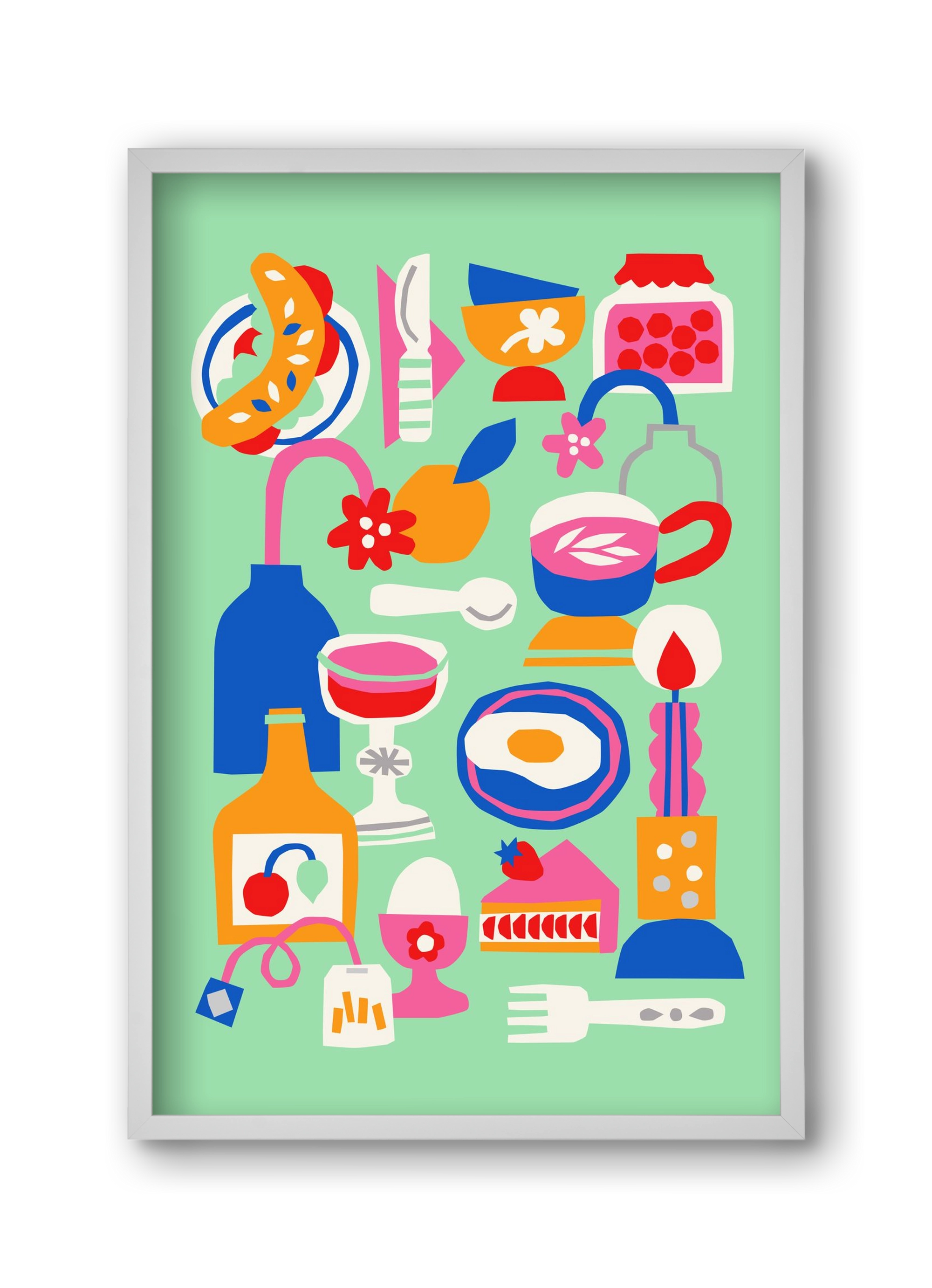 Breakfast, 30x45 cm (30x45 cm), Fehér keret