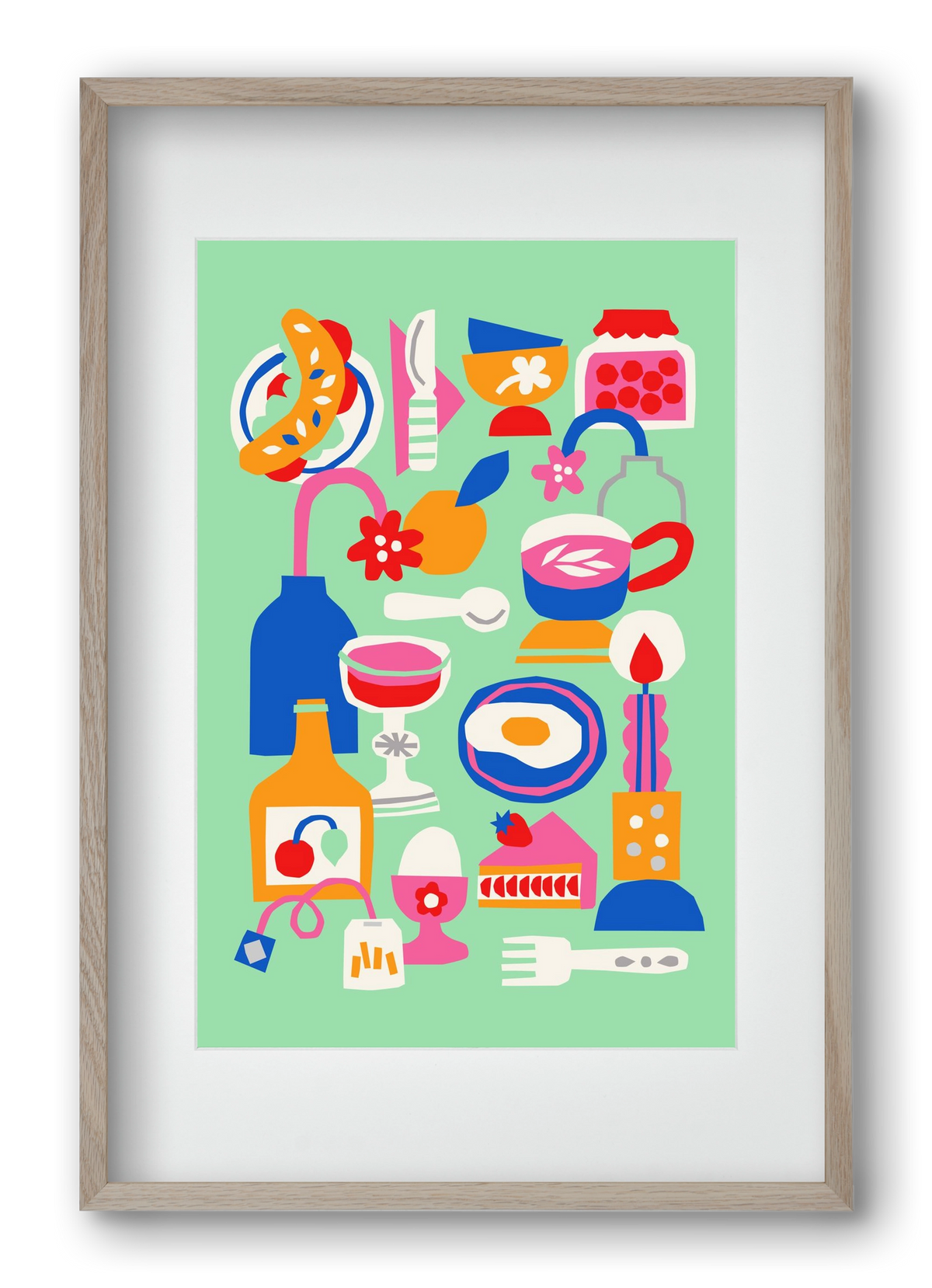Breakfast, 40x60 cm (30x45 cm), Tölgy keret, paszpartuval