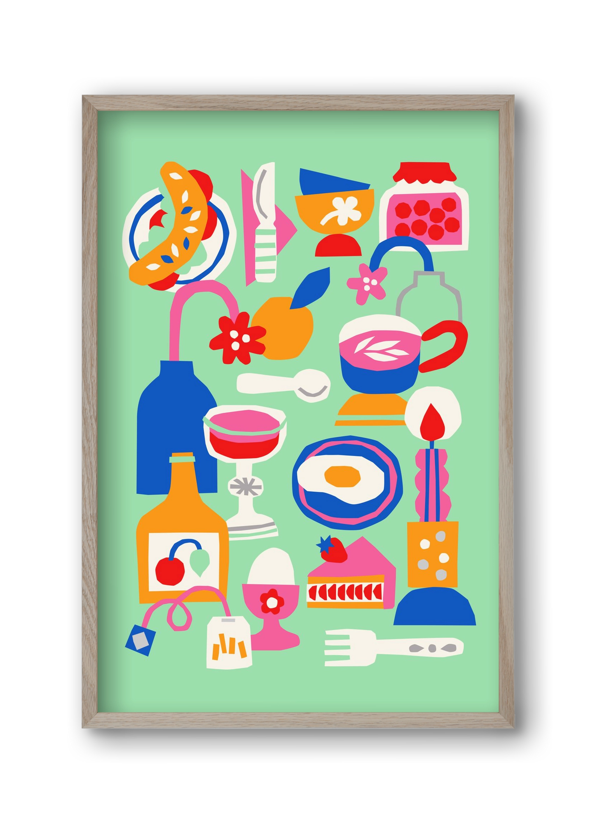 Breakfast, 30x45 cm (30x45 cm), Tölgy keret