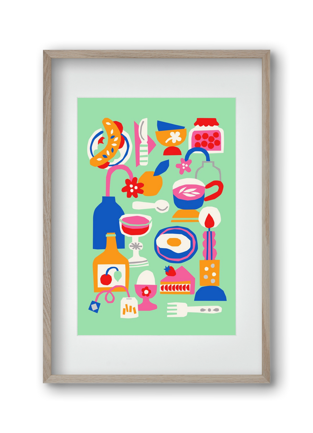 Breakfast, 30x45 cm (20x30 cm), Tölgy keret, paszpartuval