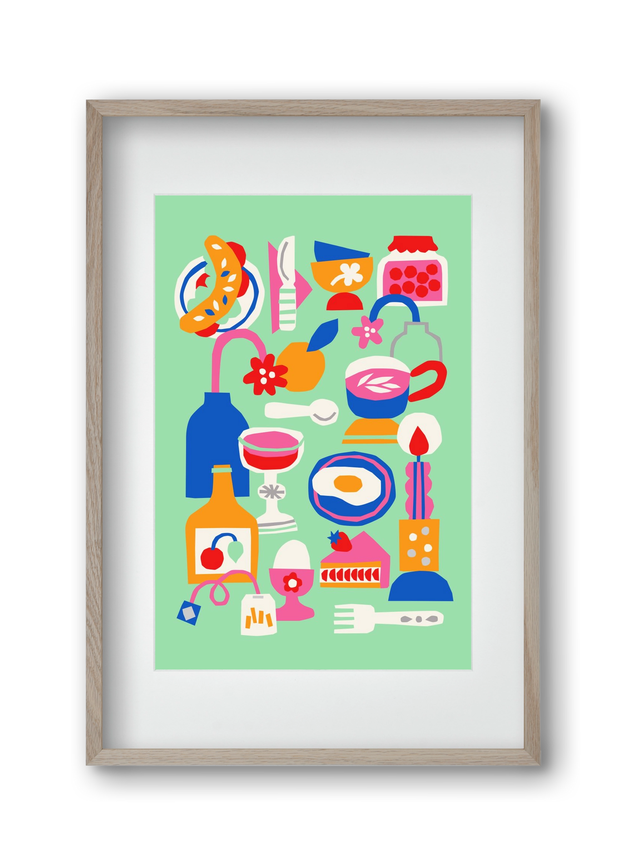 Breakfast, 30x45 cm (20x30 cm), Tölgy keret, paszpartuval