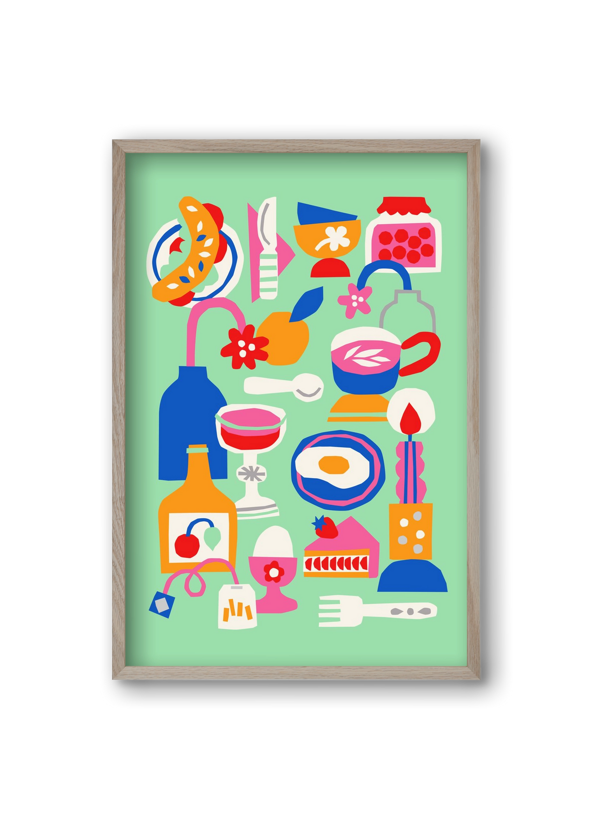 Breakfast, 20x30 cm (20x30 cm), Tölgy keret