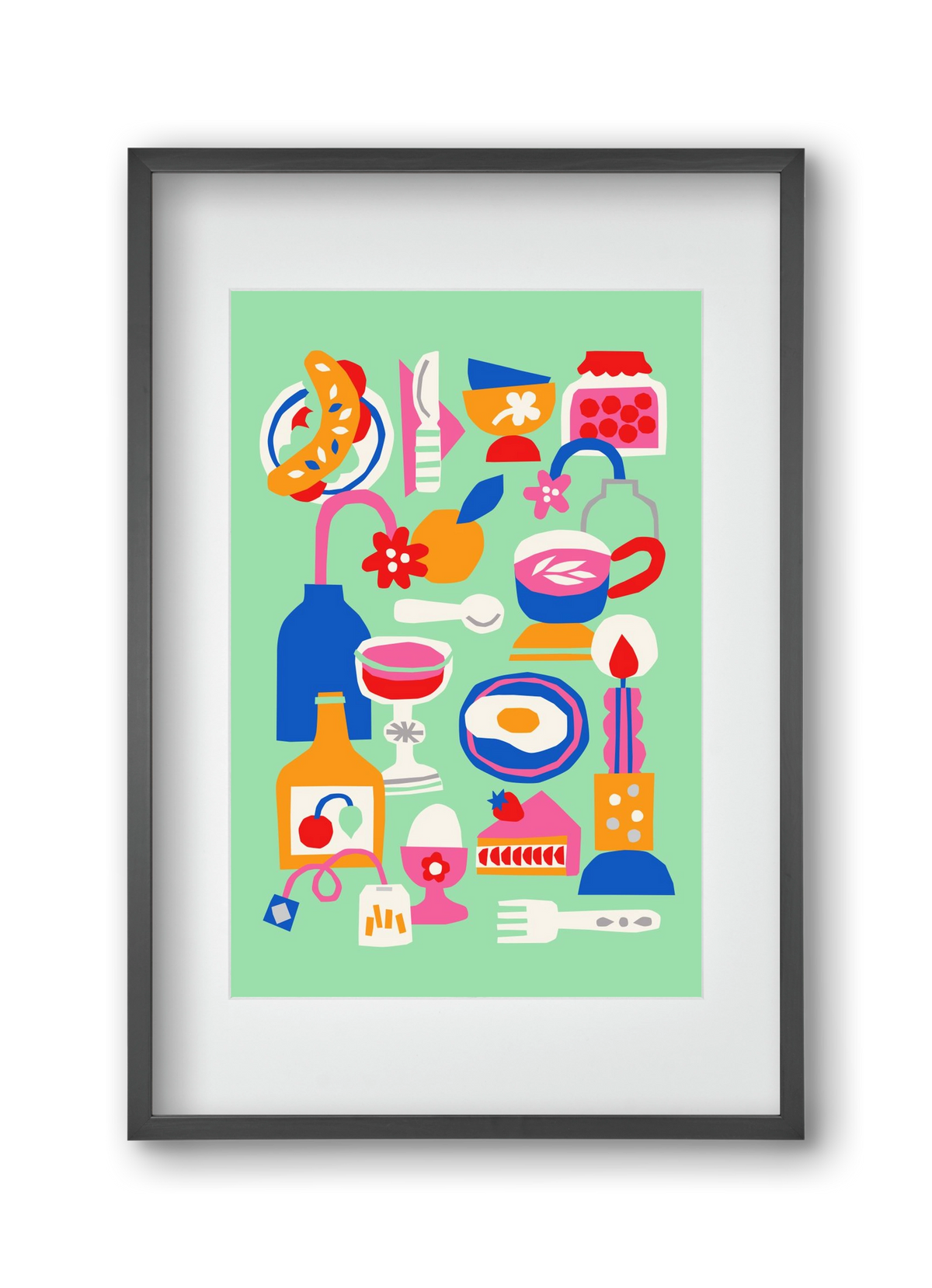 Breakfast, 30x45 cm (20x30 cm), Fekete keret, paszpartuval