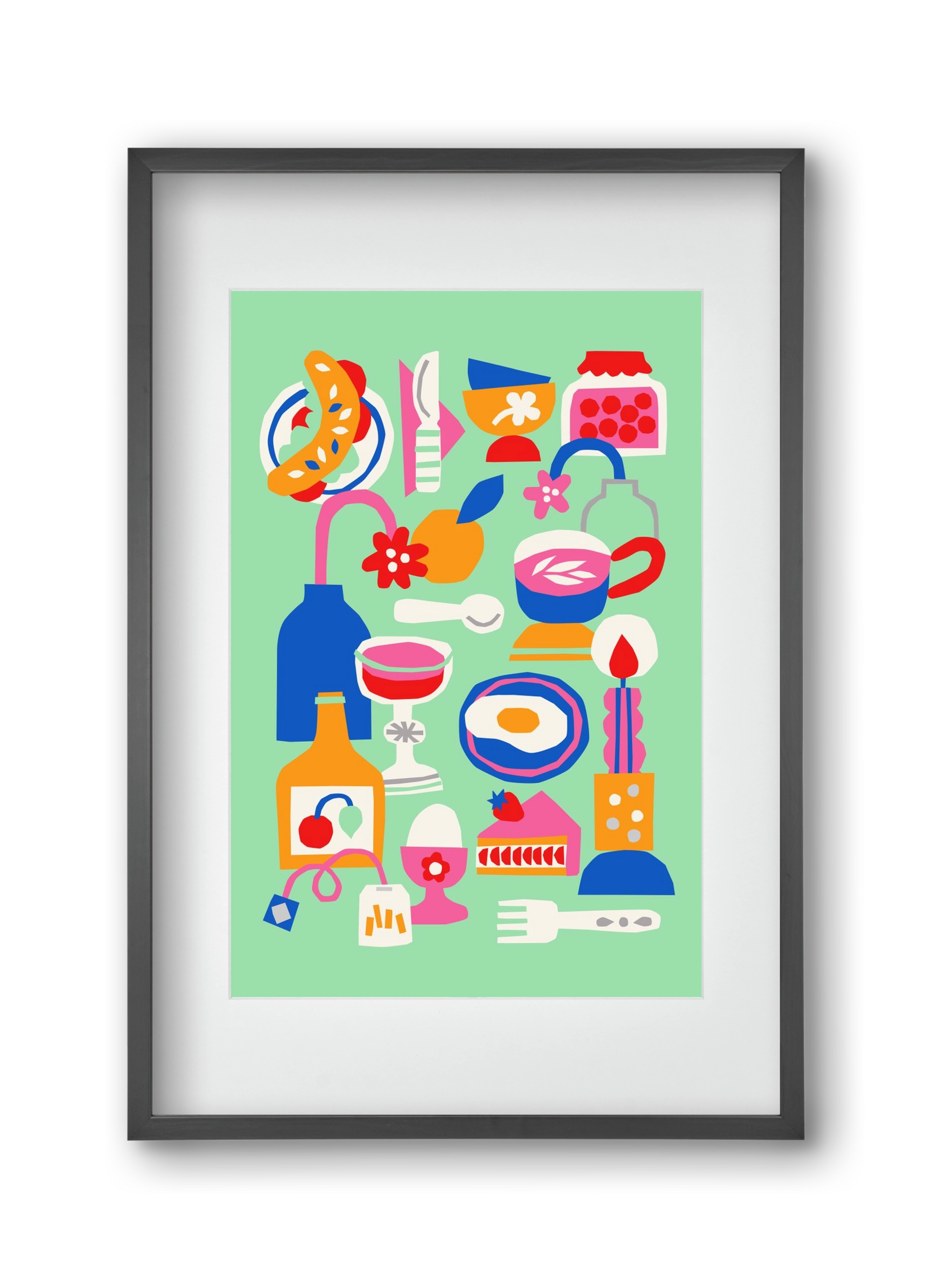 Breakfast, 30x45 cm (20x30 cm), Fekete keret, paszpartuval