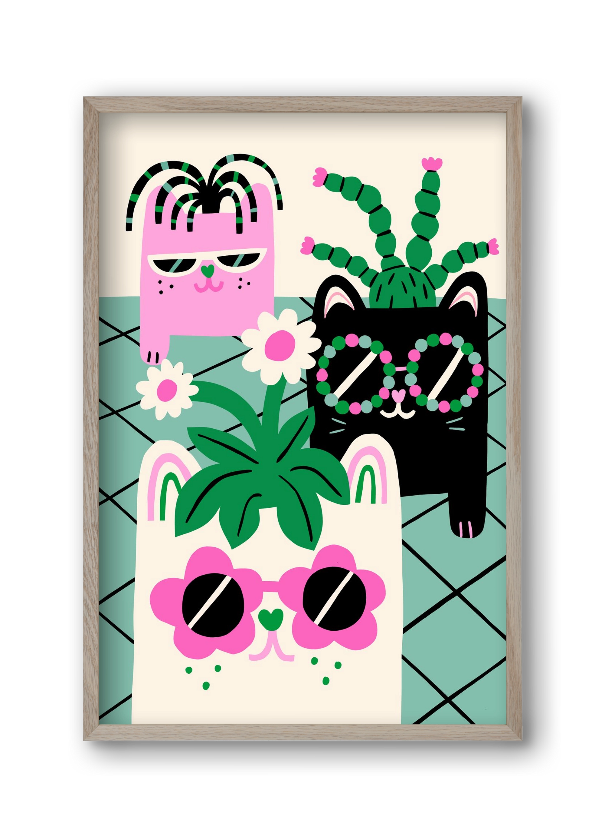 Cat Pots, 30x45 cm (30x45 cm), Tölgy keret