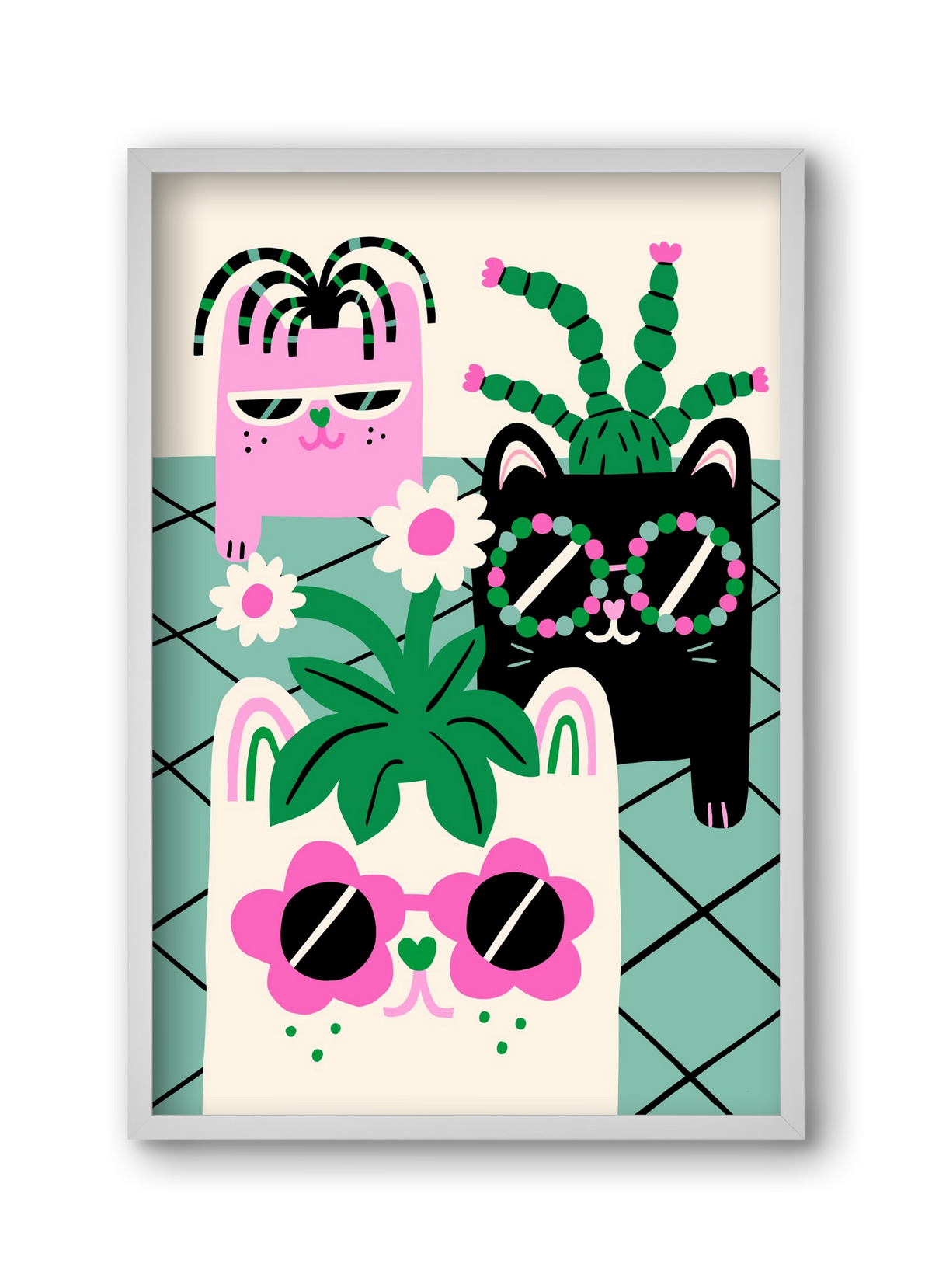 Cat Pots, 30x45 cm (30x45 cm), Fehér keret