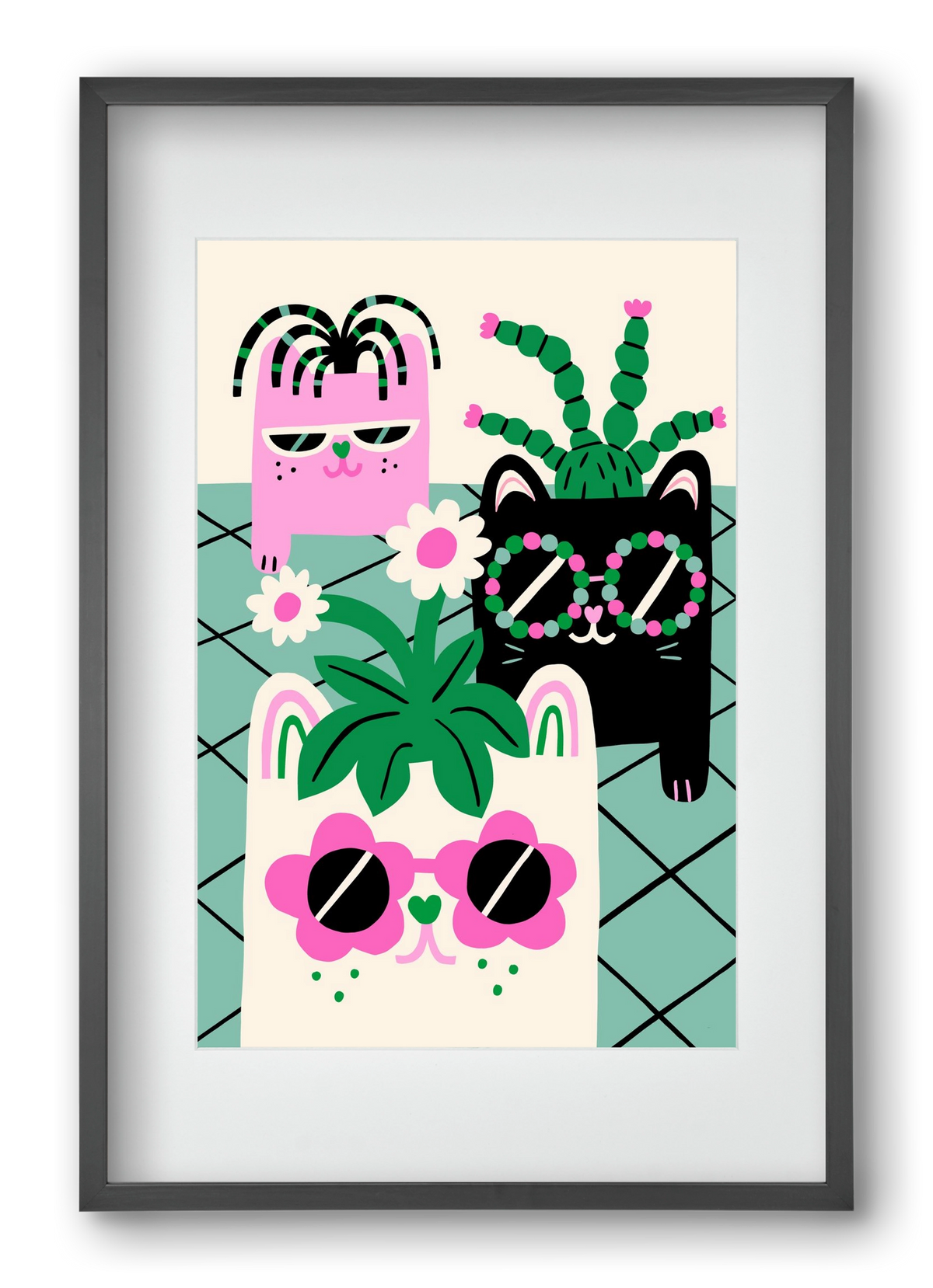 Cat Pots, 40x60 cm (30x45 cm), Fekete keret, paszpartuval