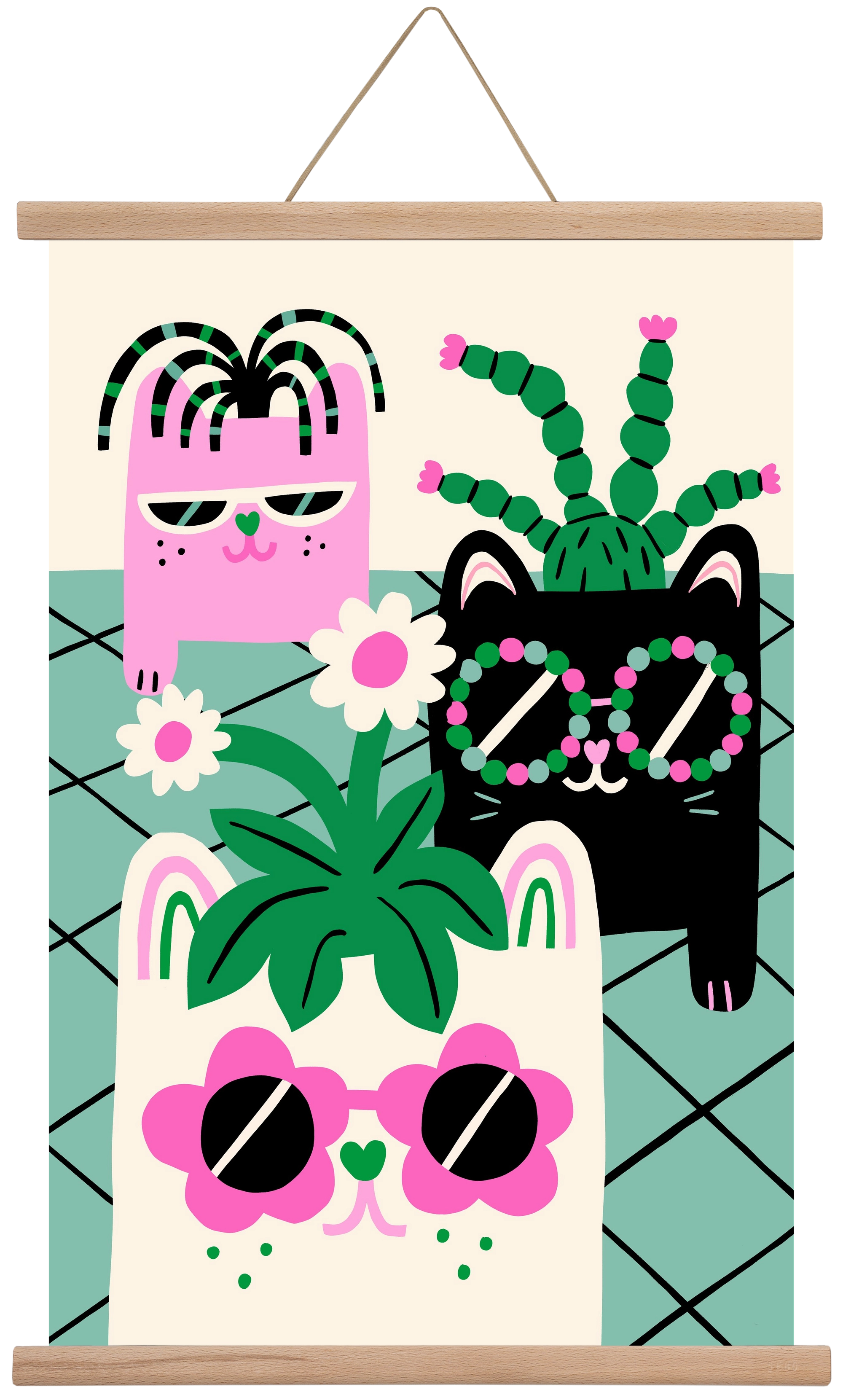 Cat Pots, 40x60 cm (40x60 cm), Tölgy akasztó