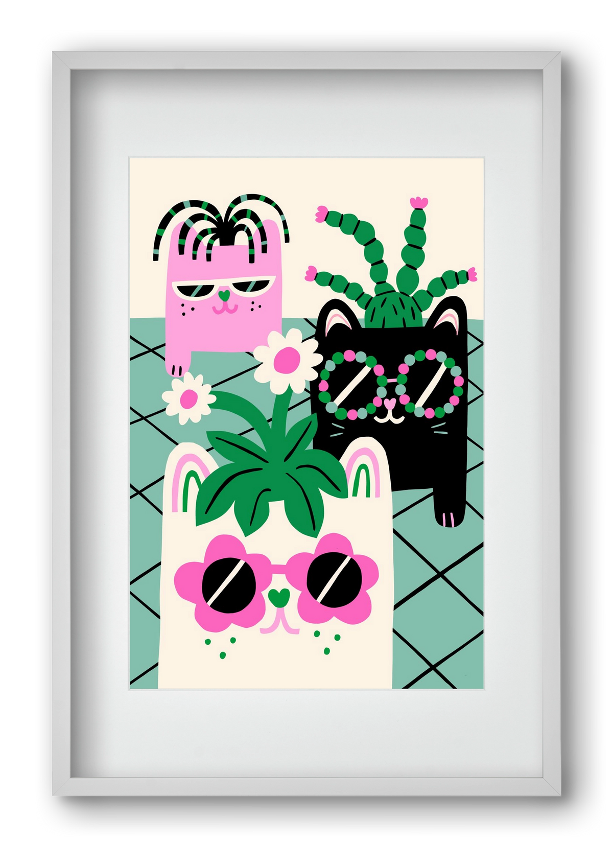 Cat Pots, 40x60 cm (30x45 cm), Fehér keret, paszpartuval