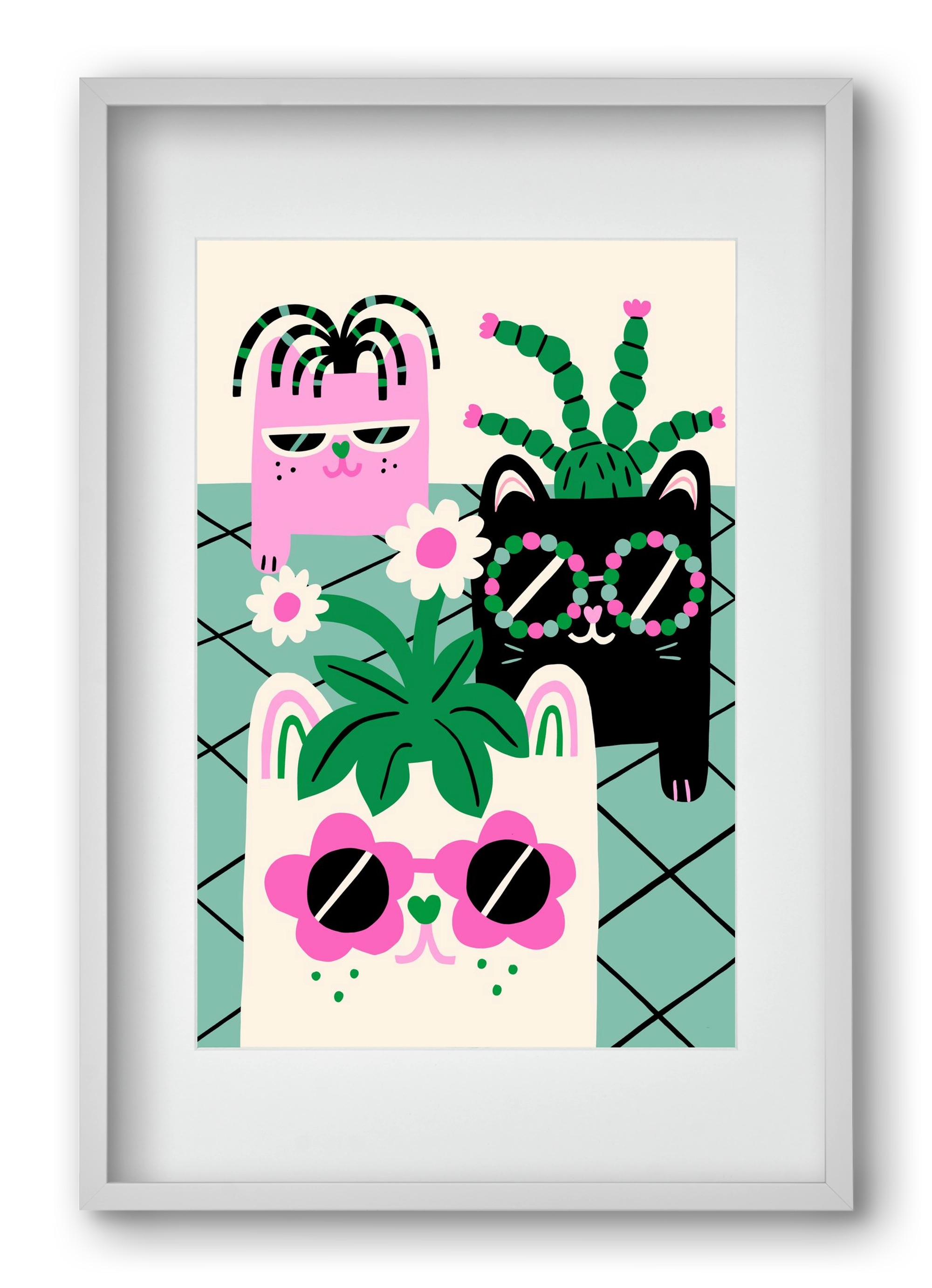 Cat Pots, 40x60 cm (30x45 cm), Fehér keret, paszpartuval