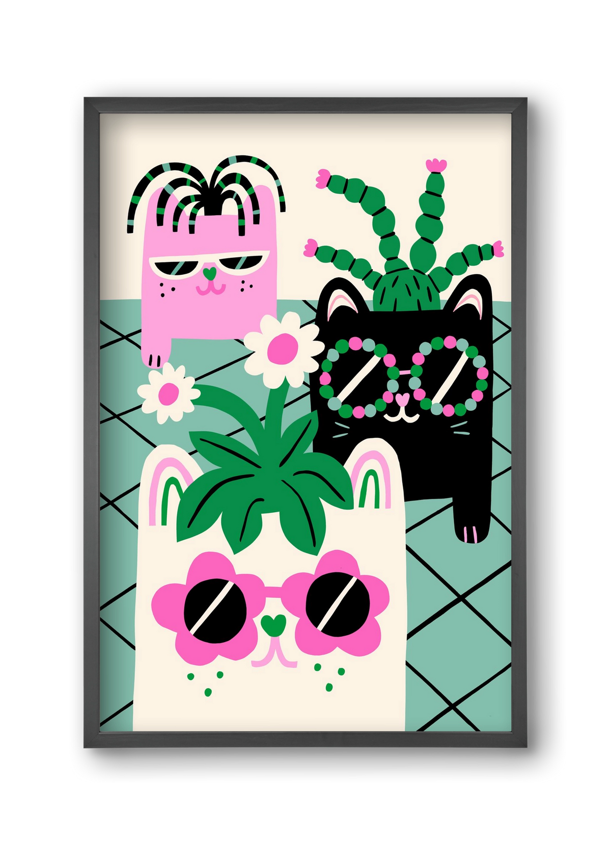 Cat Pots, 30x45 cm (30x45 cm), Fekete keret