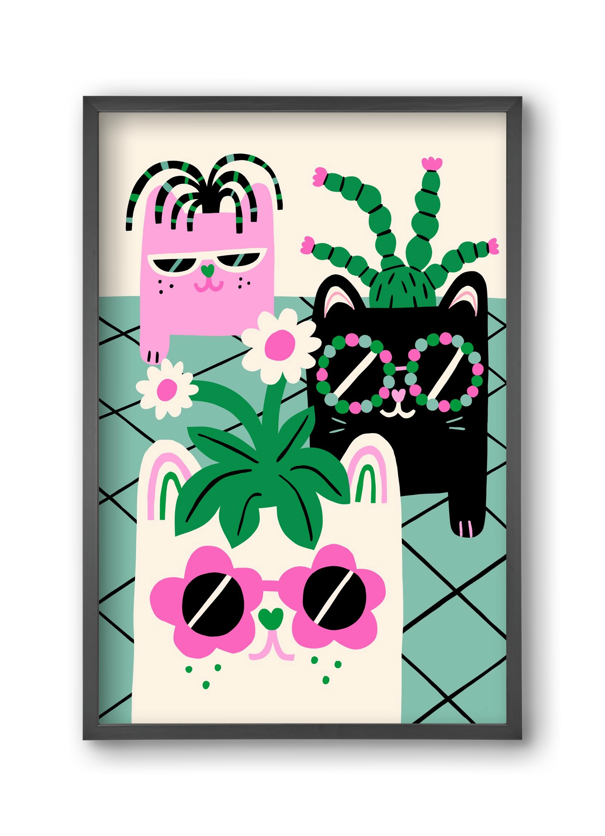 Cat Pots, 30x45 cm (30x45 cm), Fekete keret